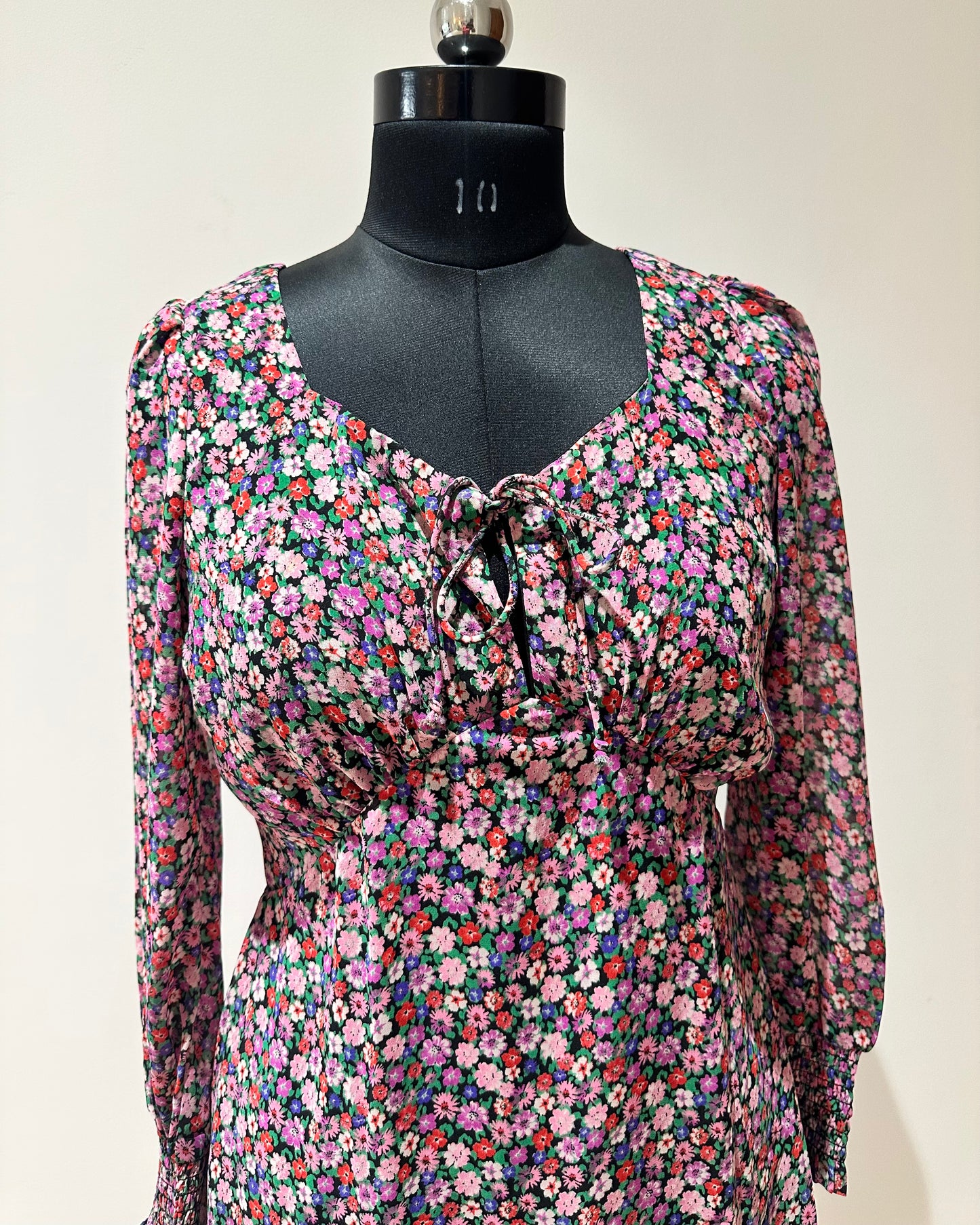 Black floral mini dress