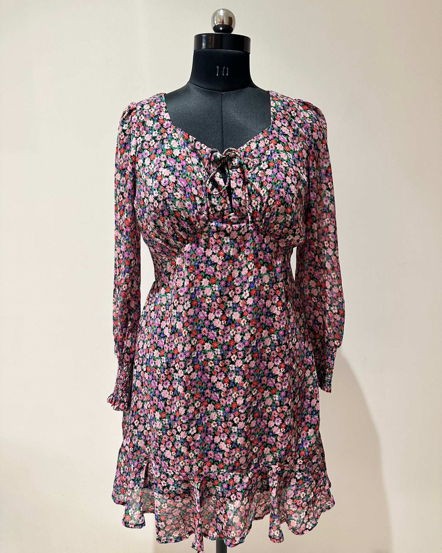 Black floral mini dress