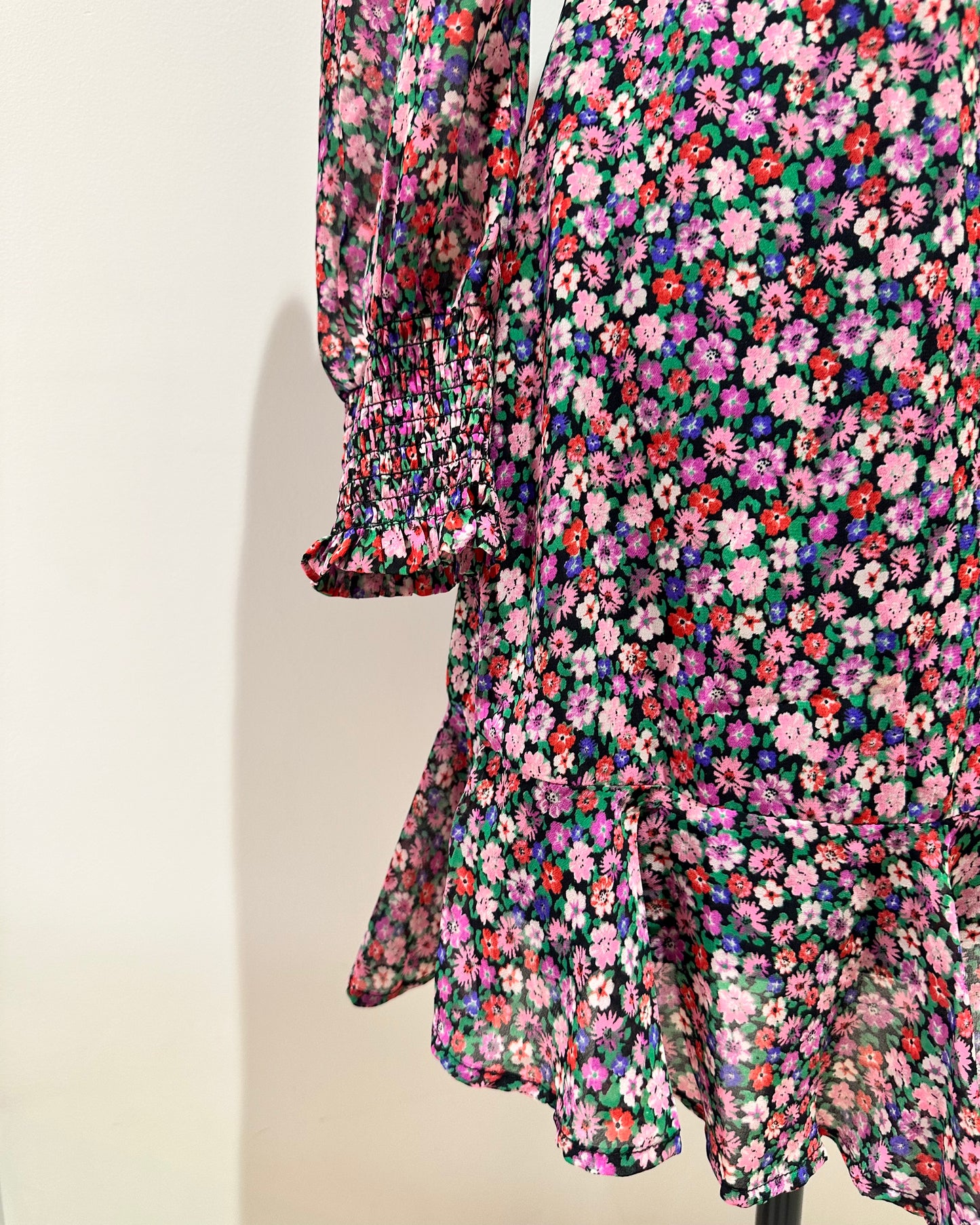Black floral mini dress