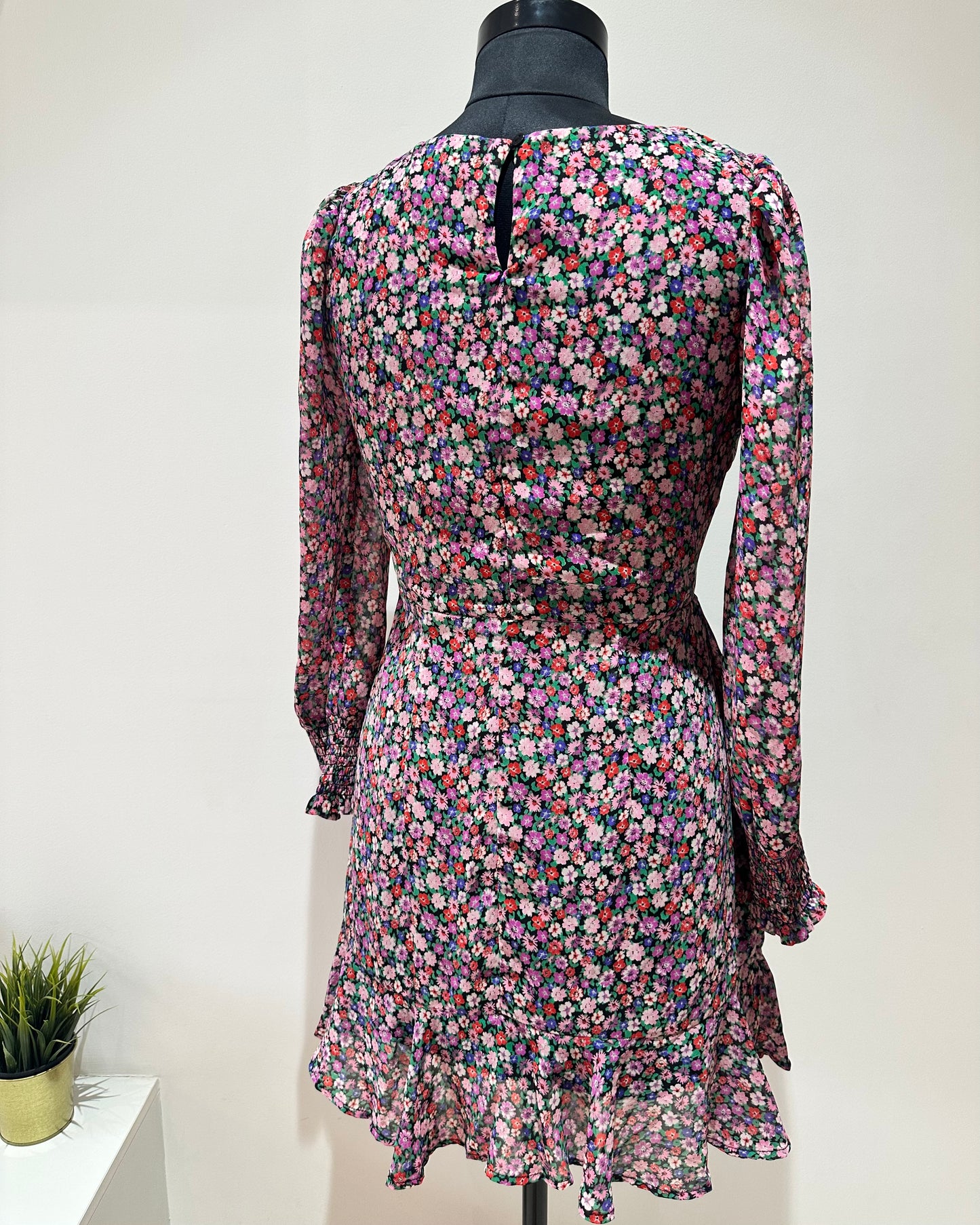 Black floral mini dress