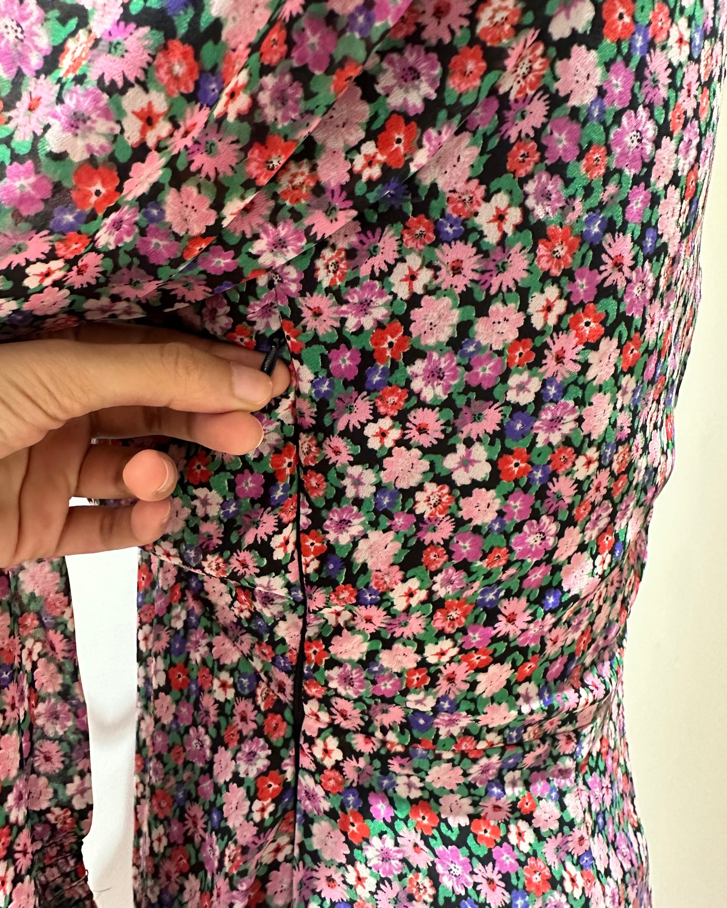 Black floral mini dress