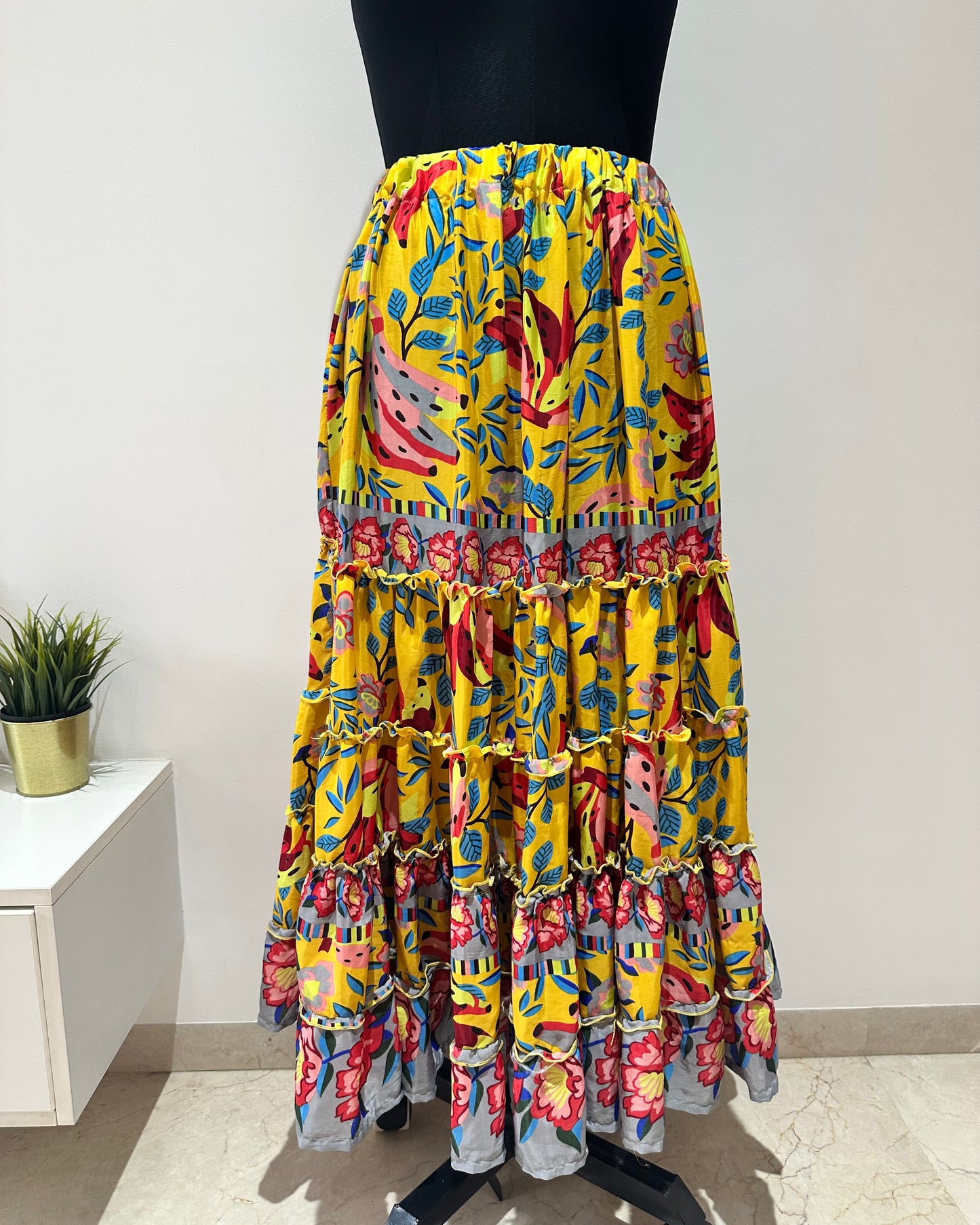 Yellow floral maxi skirt
