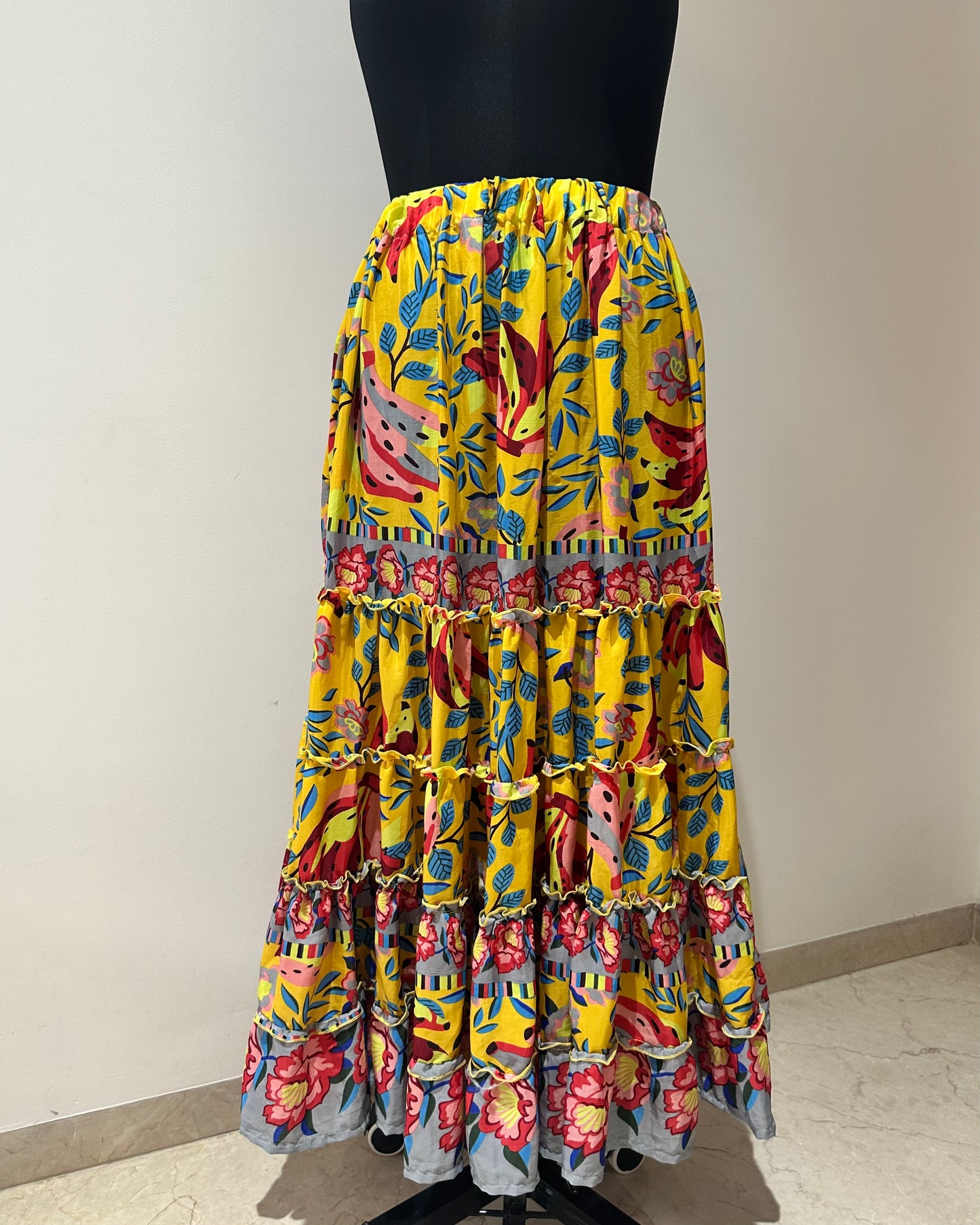 Yellow floral maxi skirt