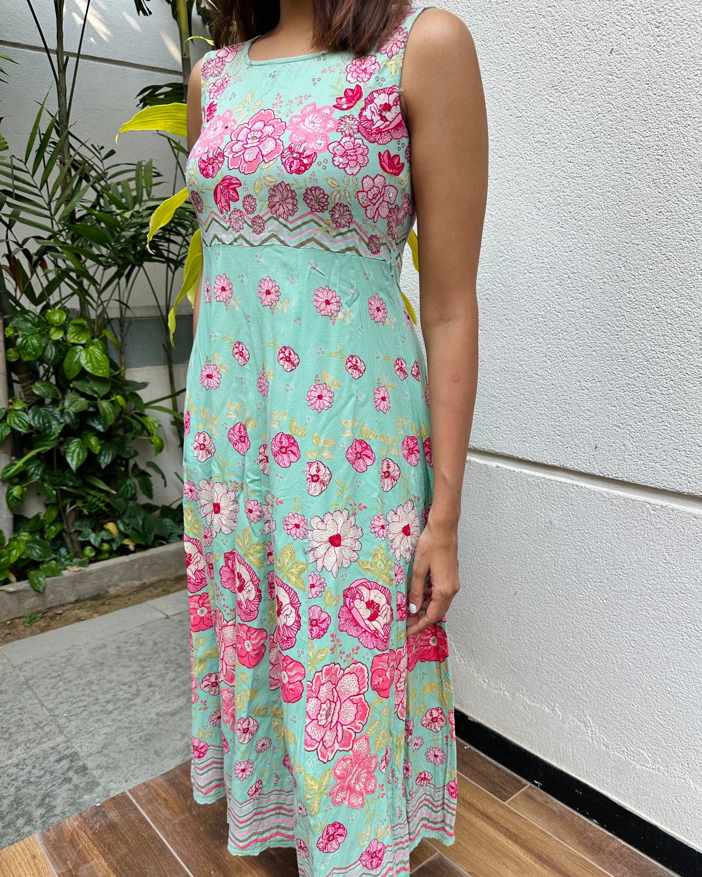 Pastel green floral kurta