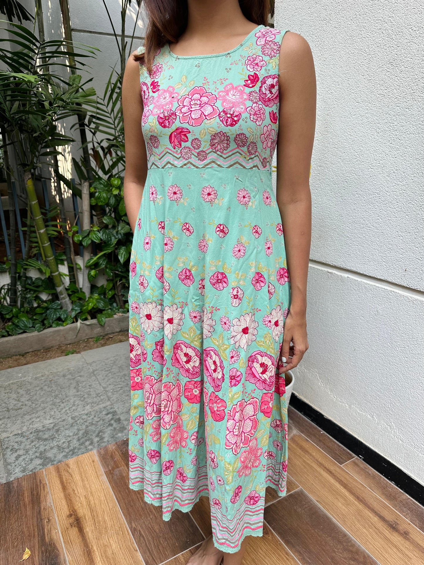 Pastel green floral kurta
