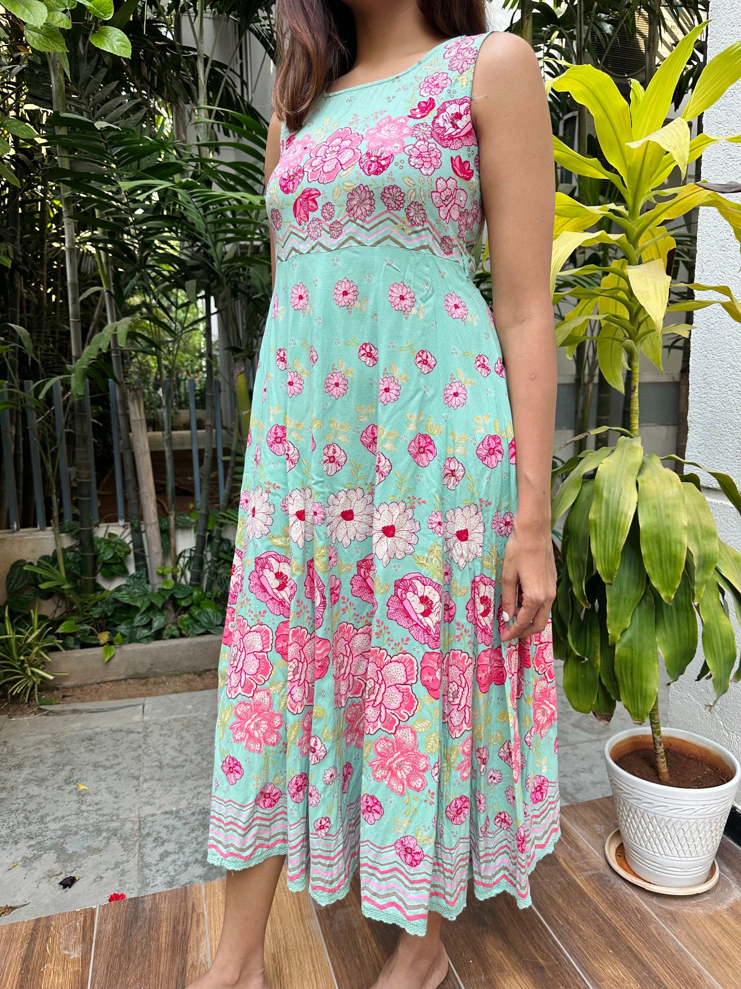 Pastel green floral kurta