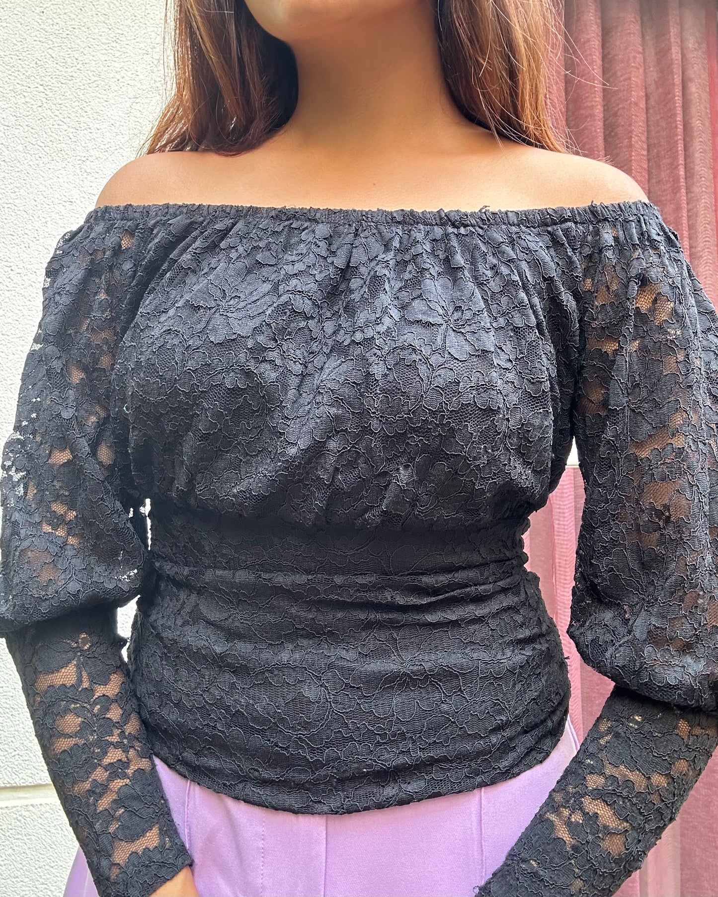 Black lace fitted top