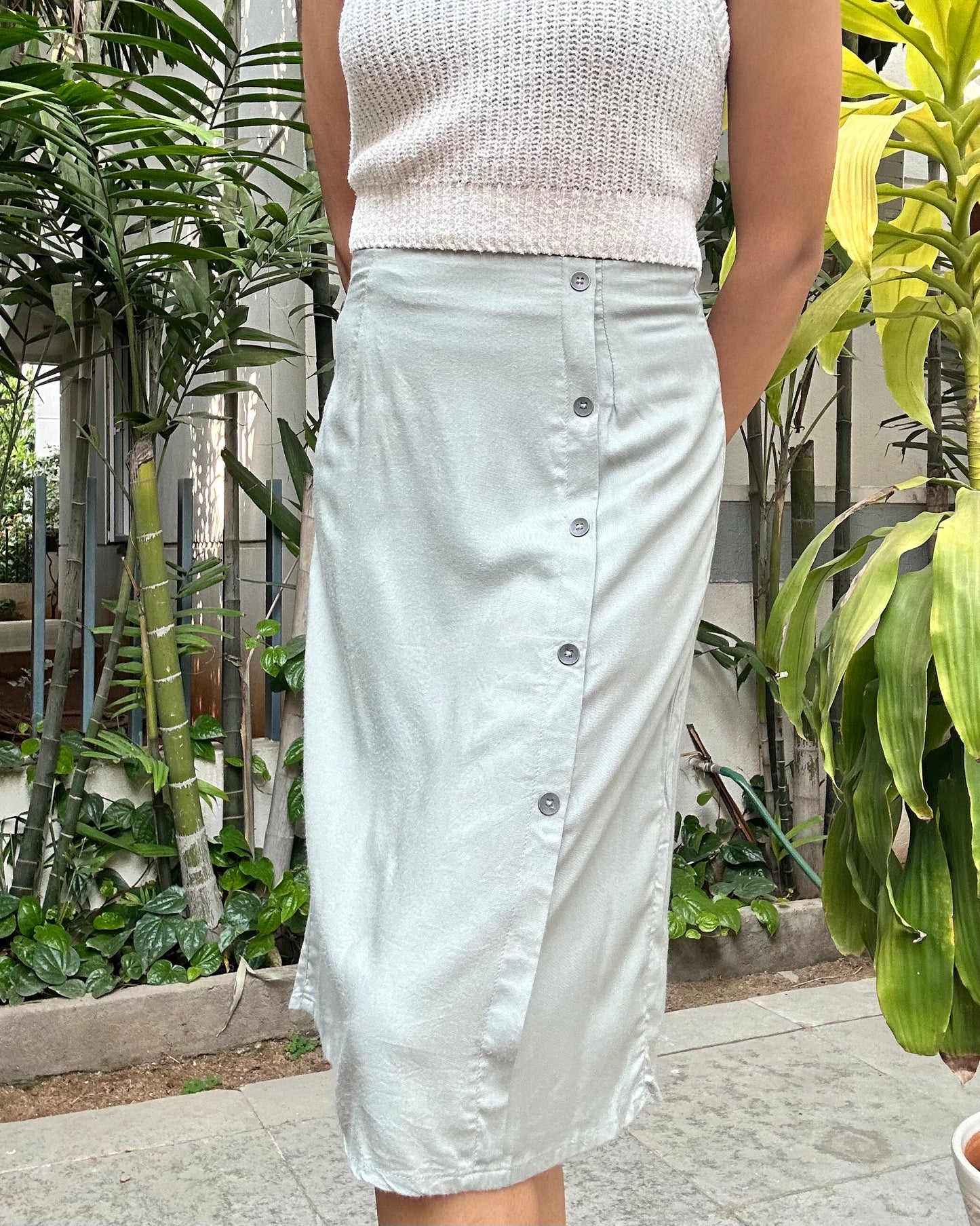 Olive green midi skirt
