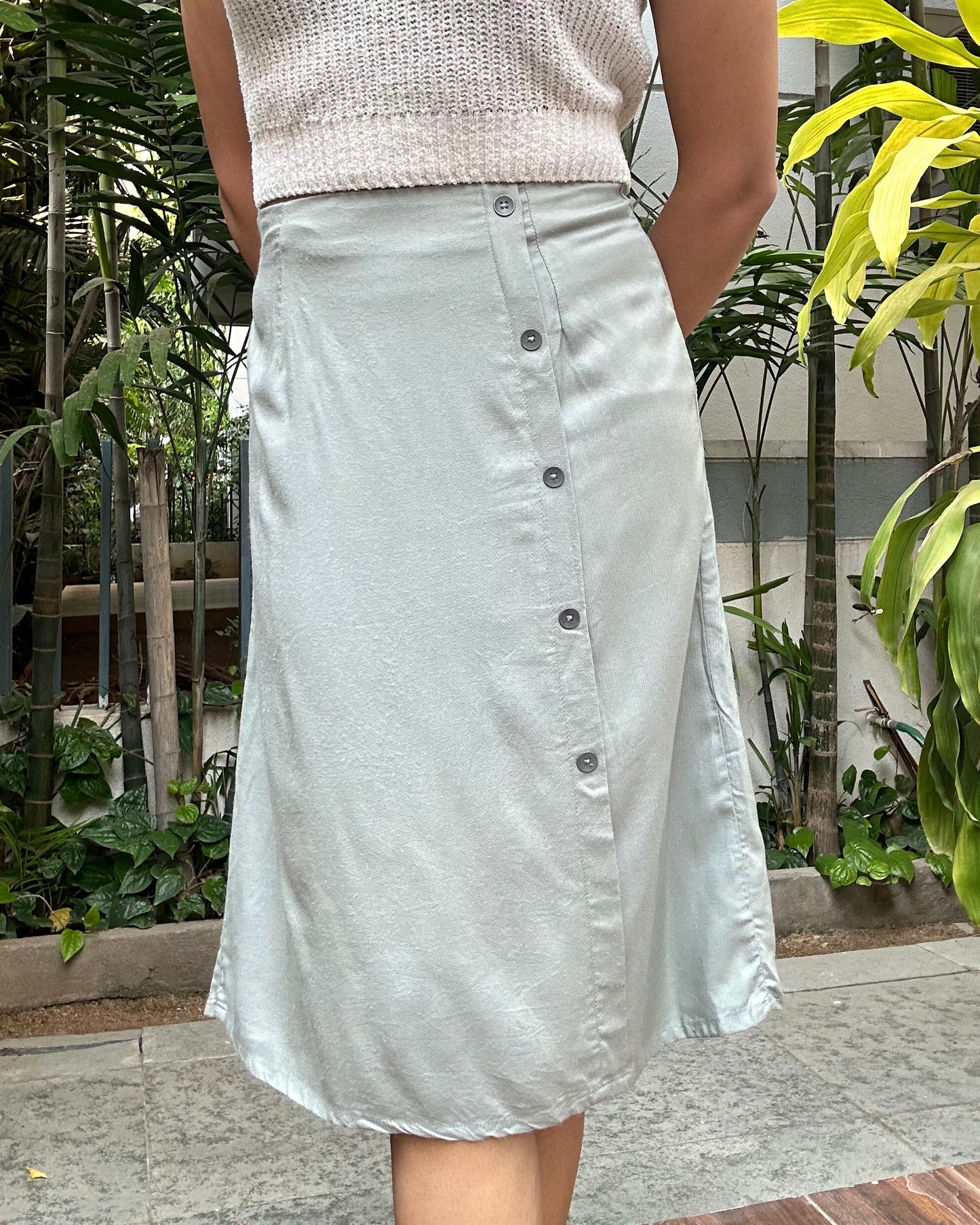 Olive green midi skirt