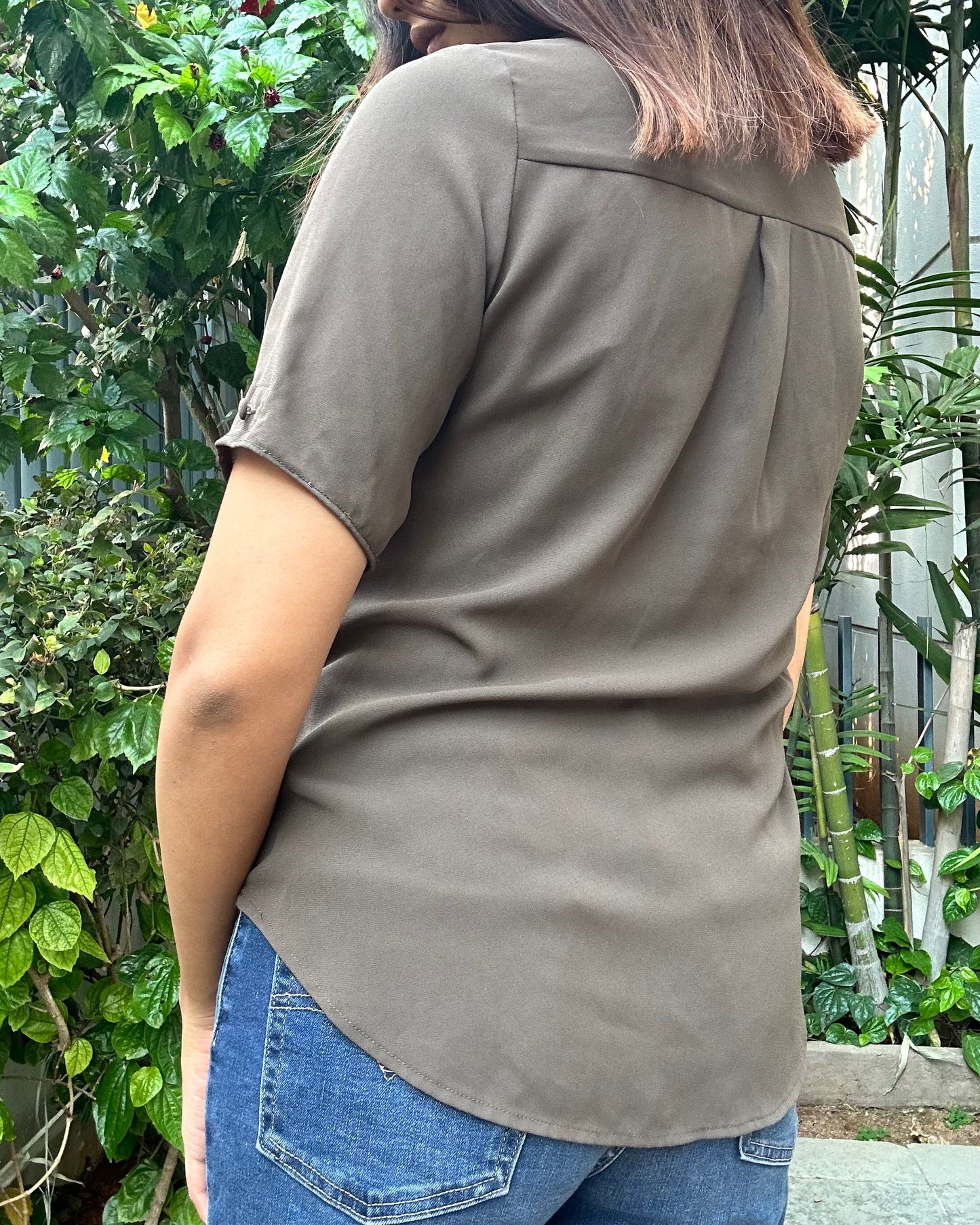 Olive green blouse top