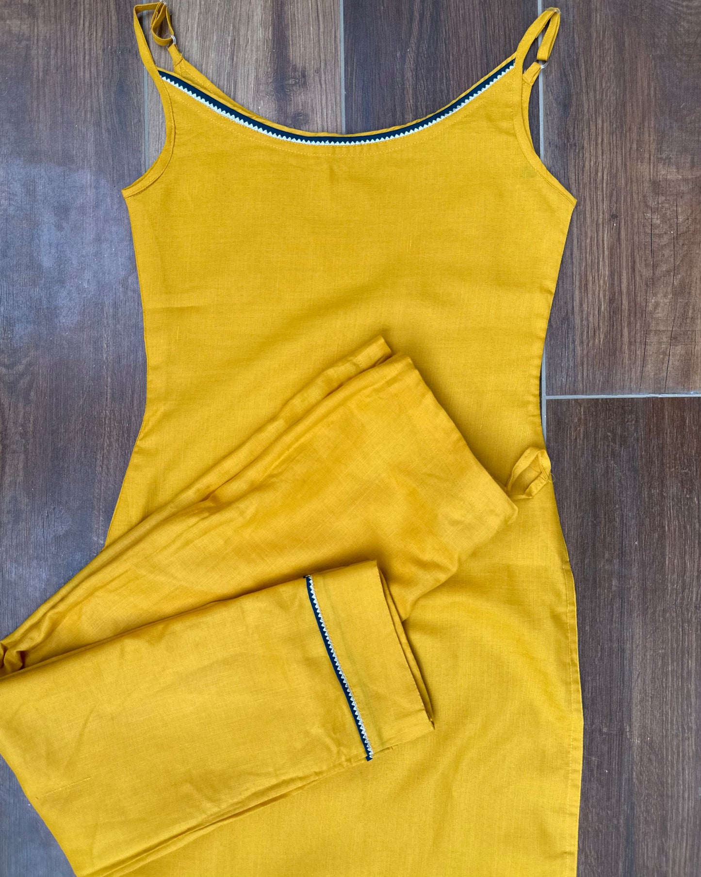 Yellow cotton kurta set
