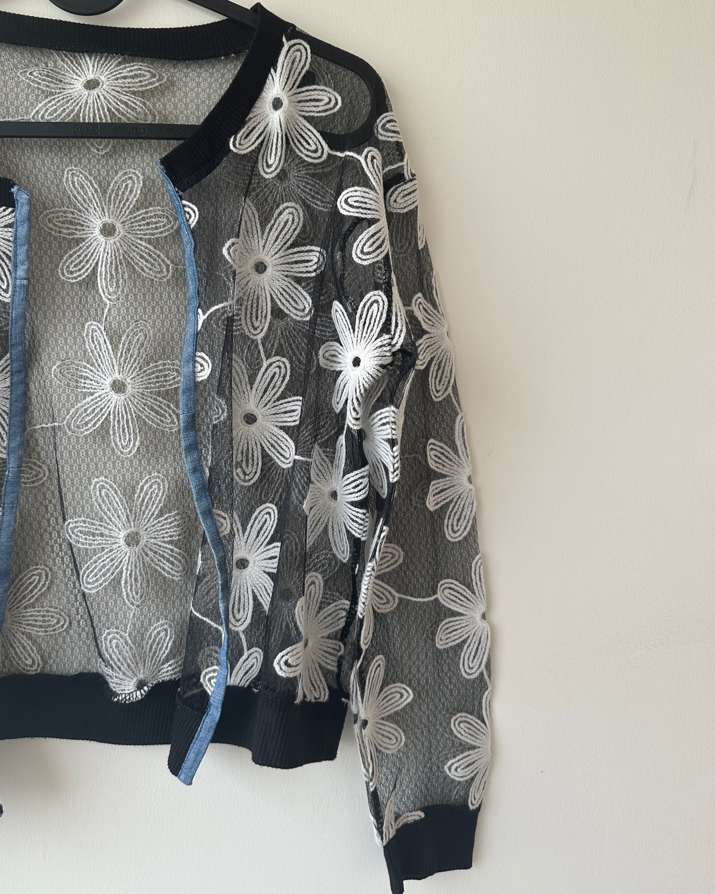 Black sheer floral overcoat