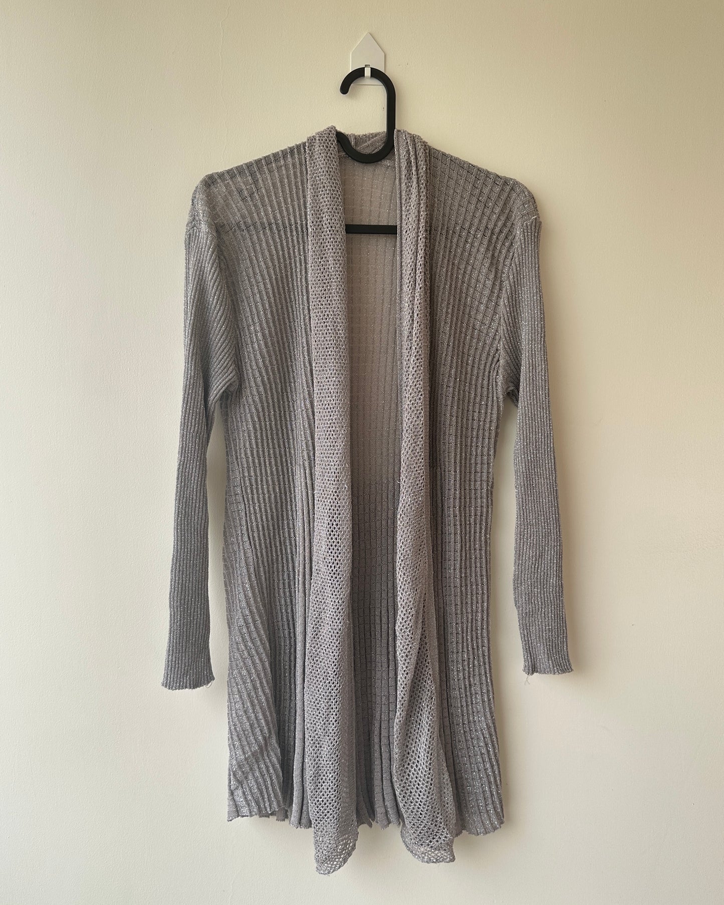 Grey sheer knit shrug