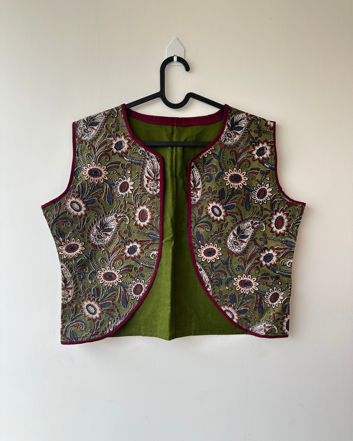Green kalamkari overcoat