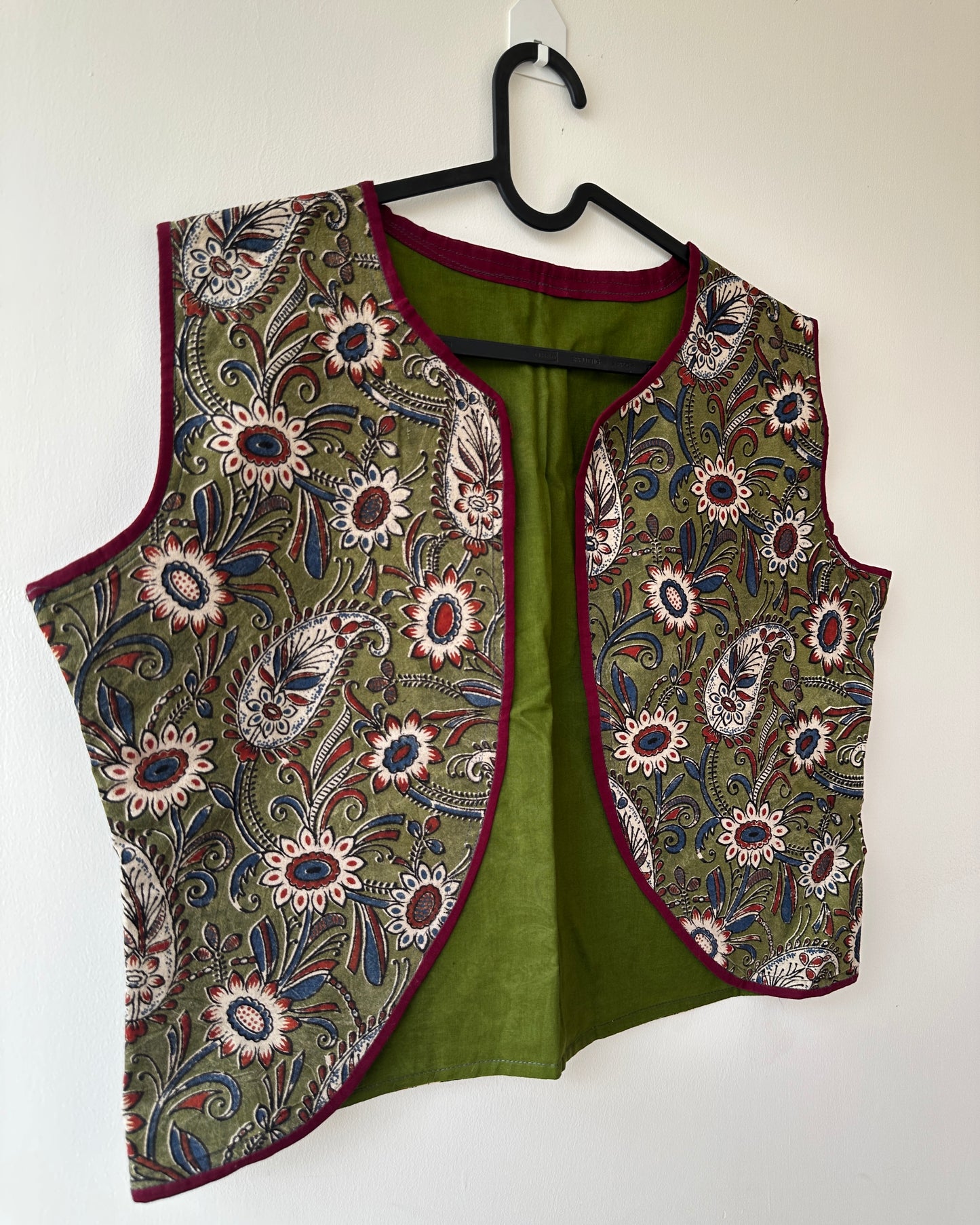 Green kalamkari overcoat