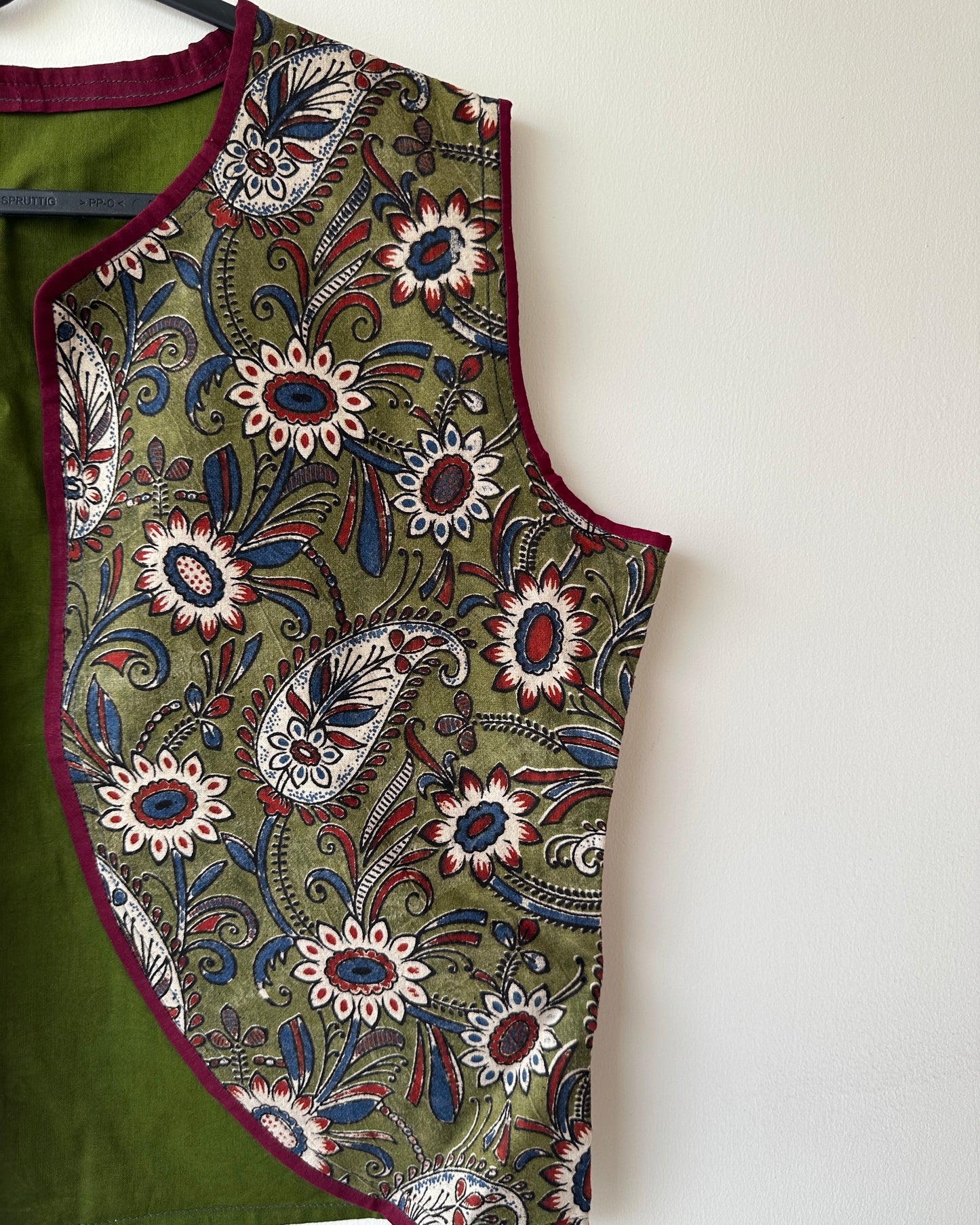 Green kalamkari overcoat