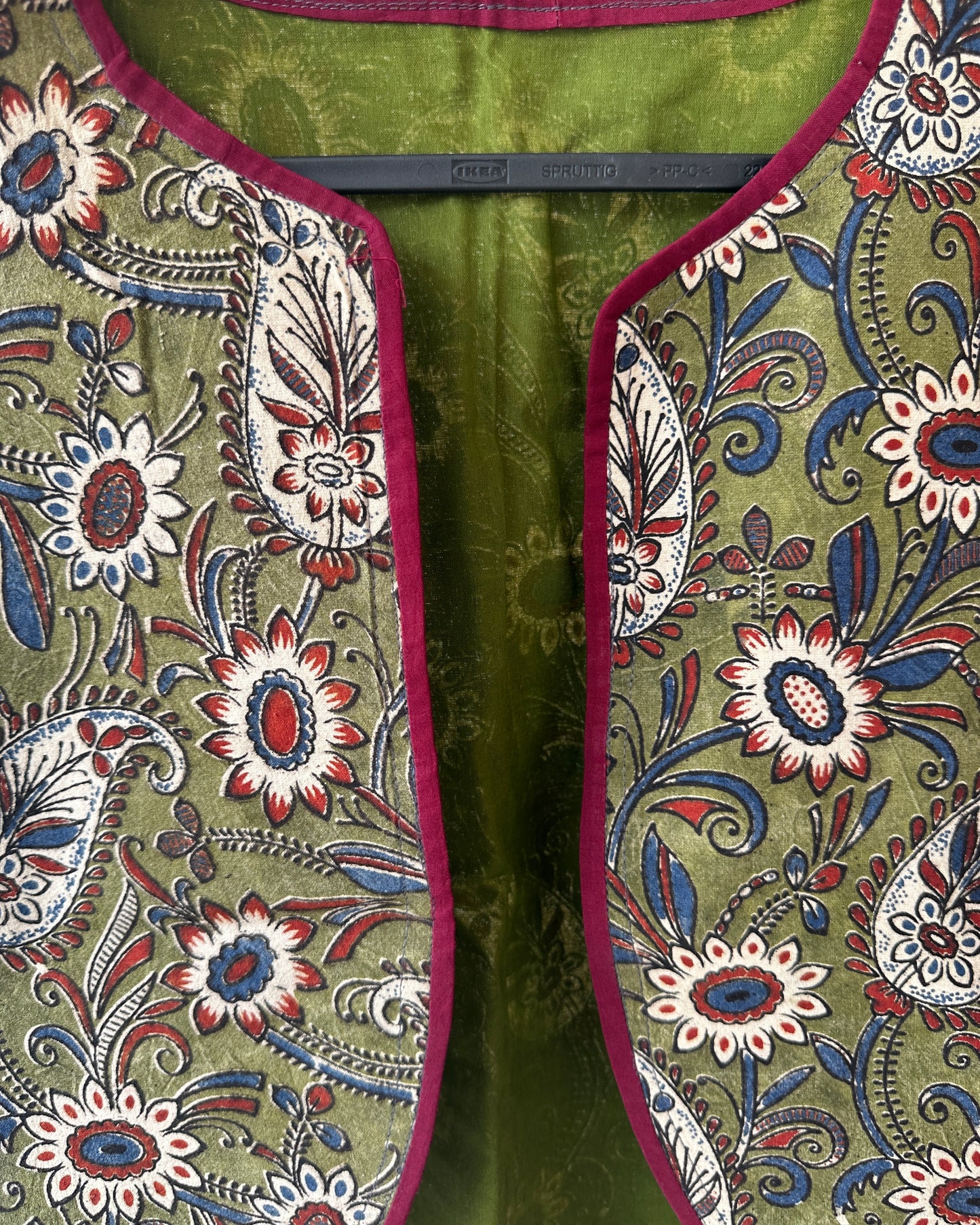 Green kalamkari overcoat
