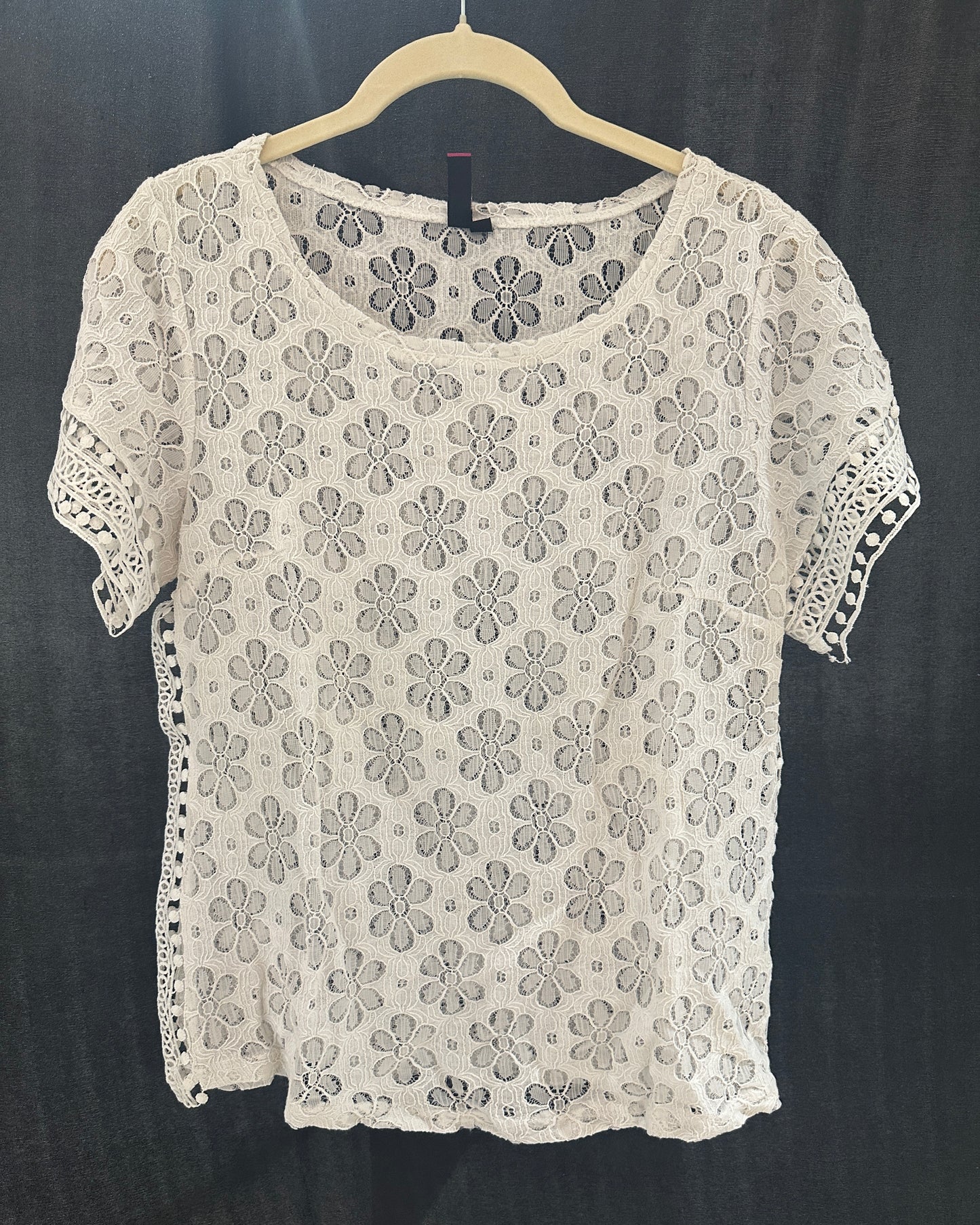 White sheer cutout top