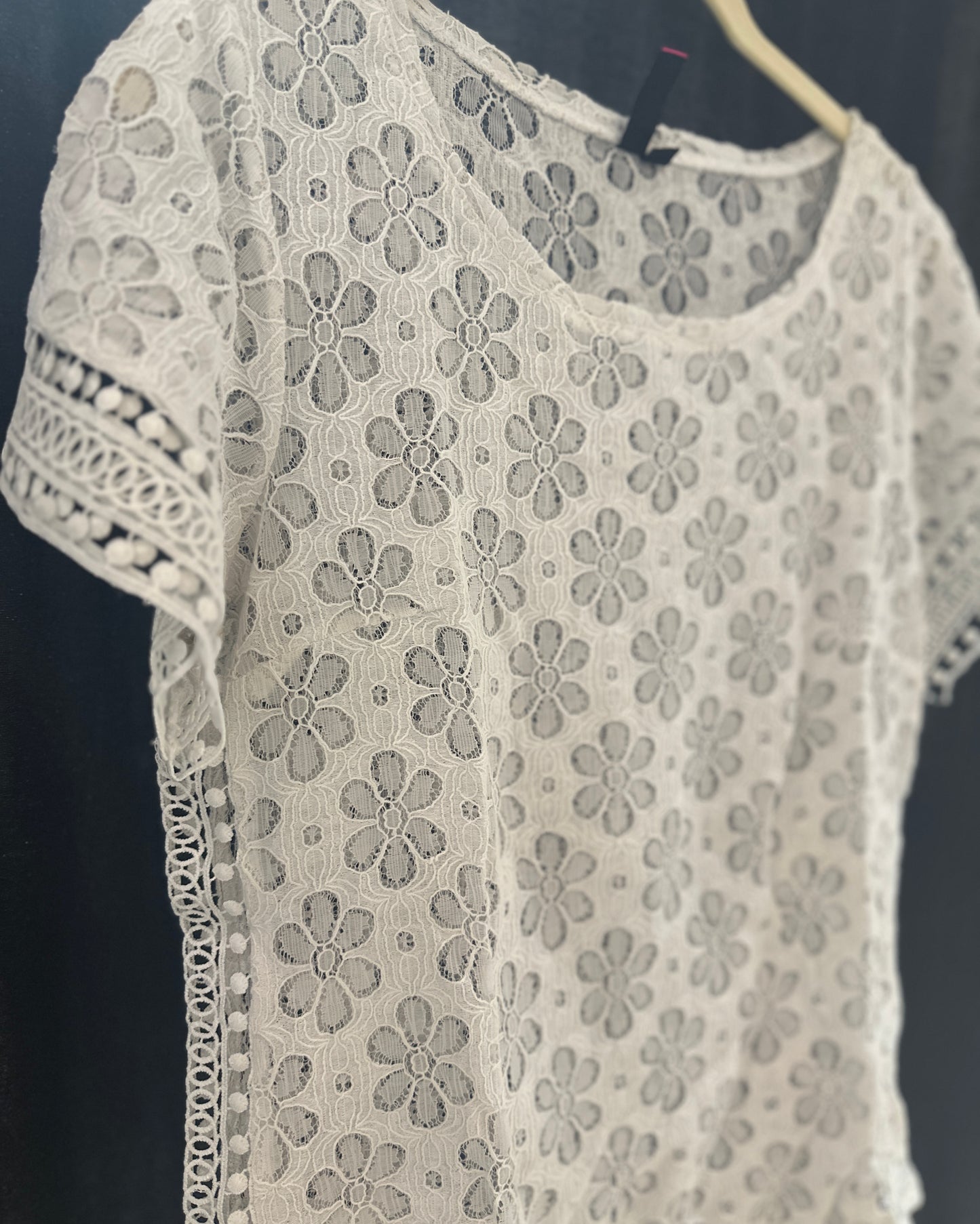 White sheer cutout top