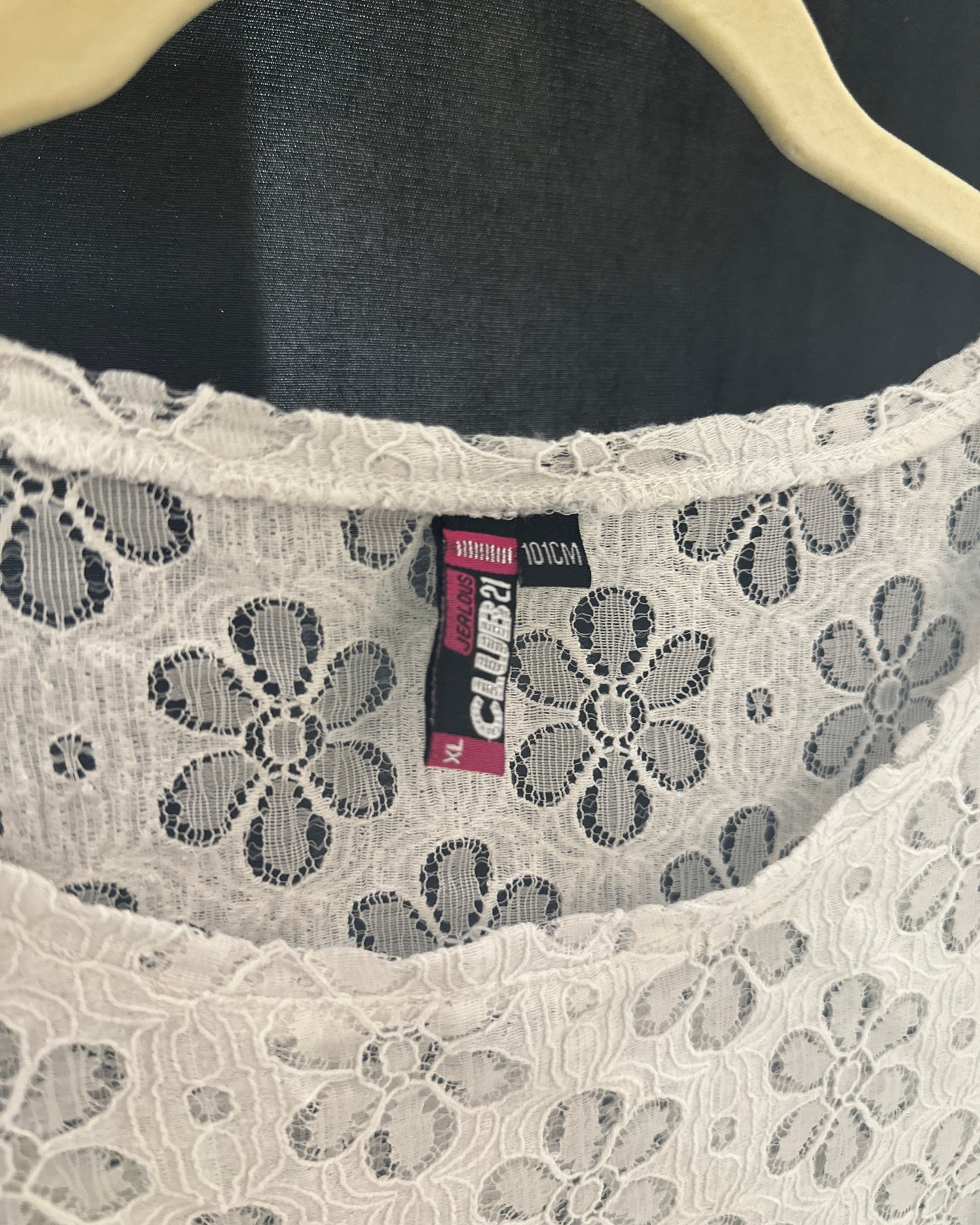 White sheer cutout top