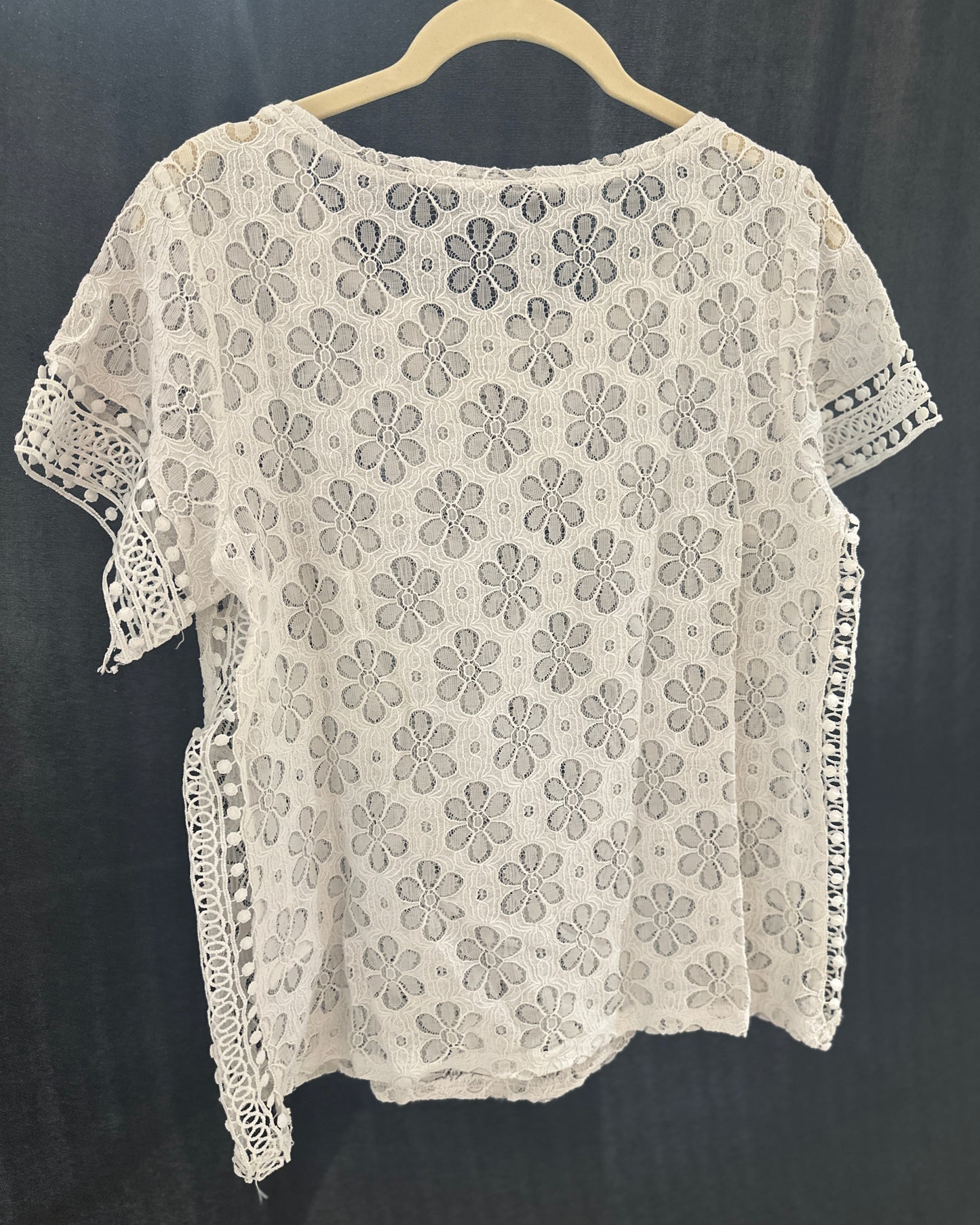 White sheer cutout top