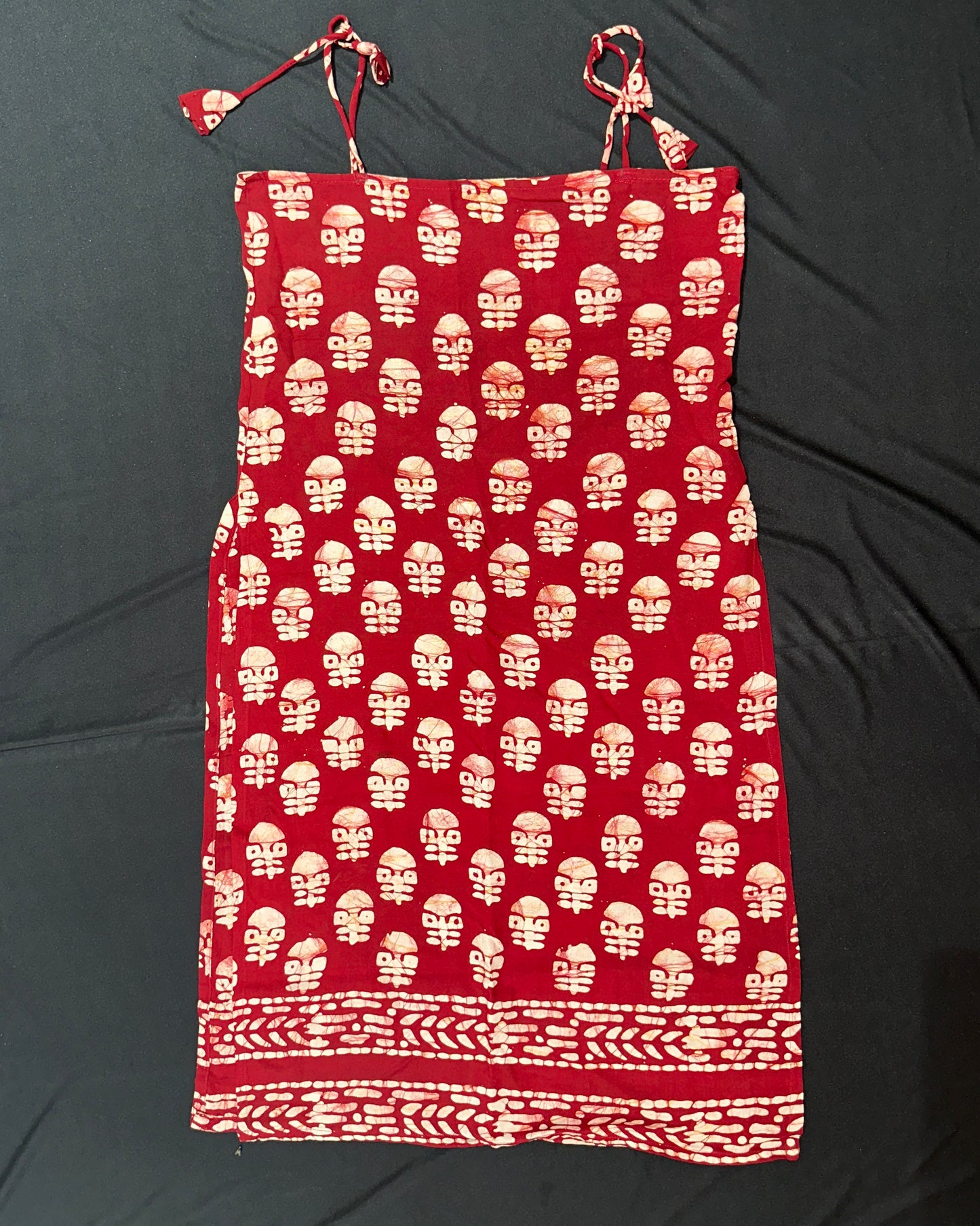 Red handblock print cotton kurti
