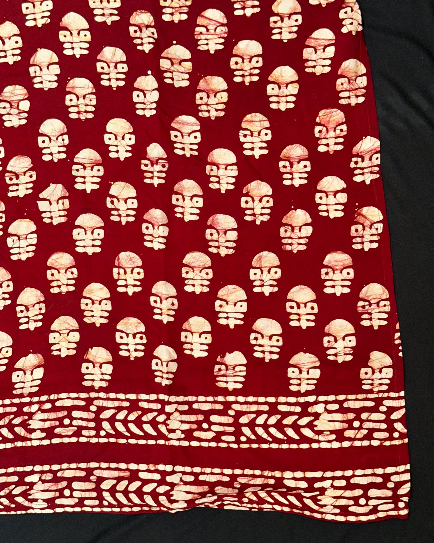 Red handblock print cotton kurti