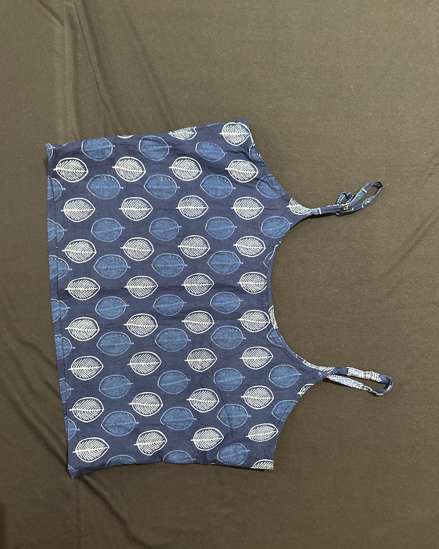 Blue handblock print cotton crop top