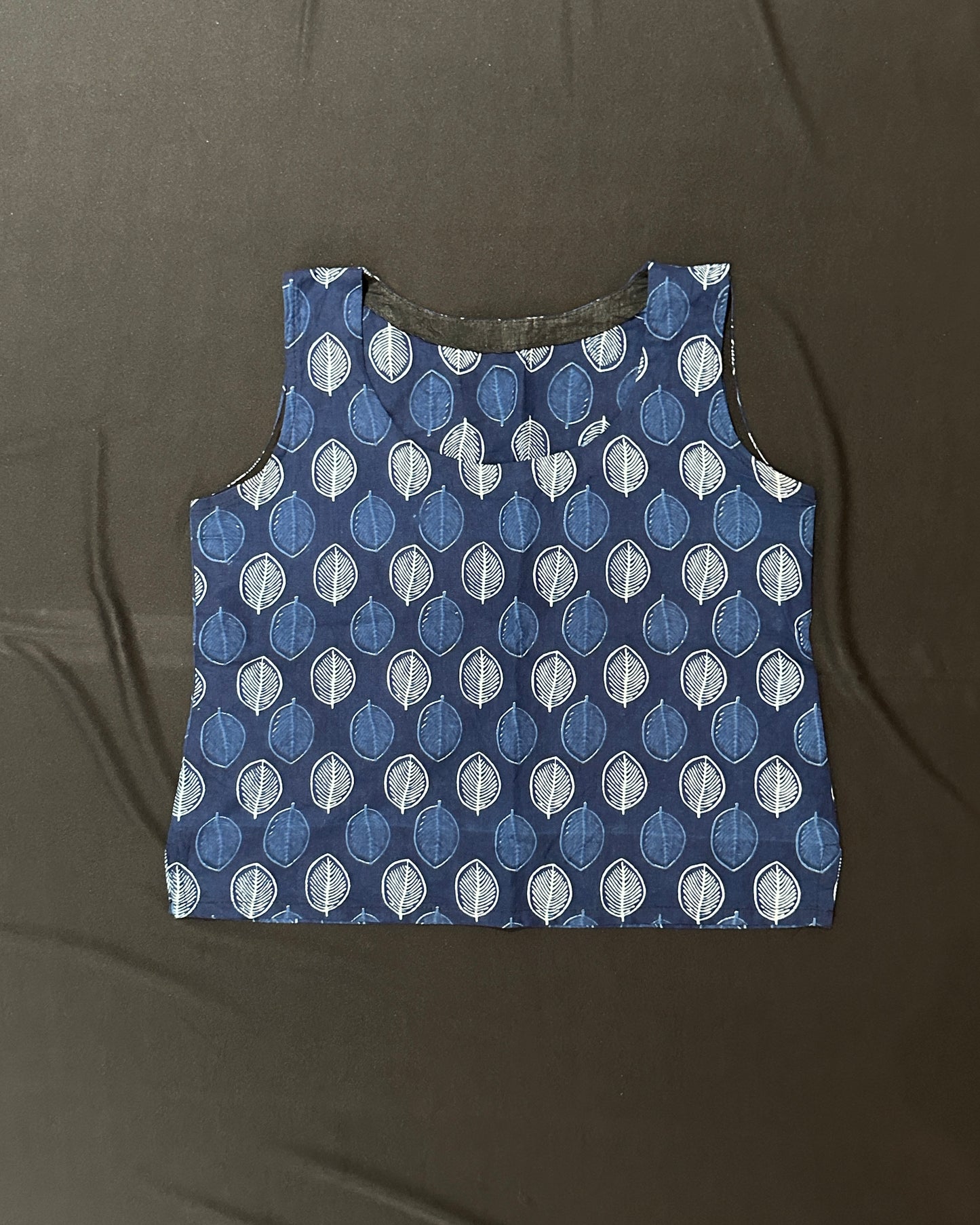 Blue handblock print cotton top