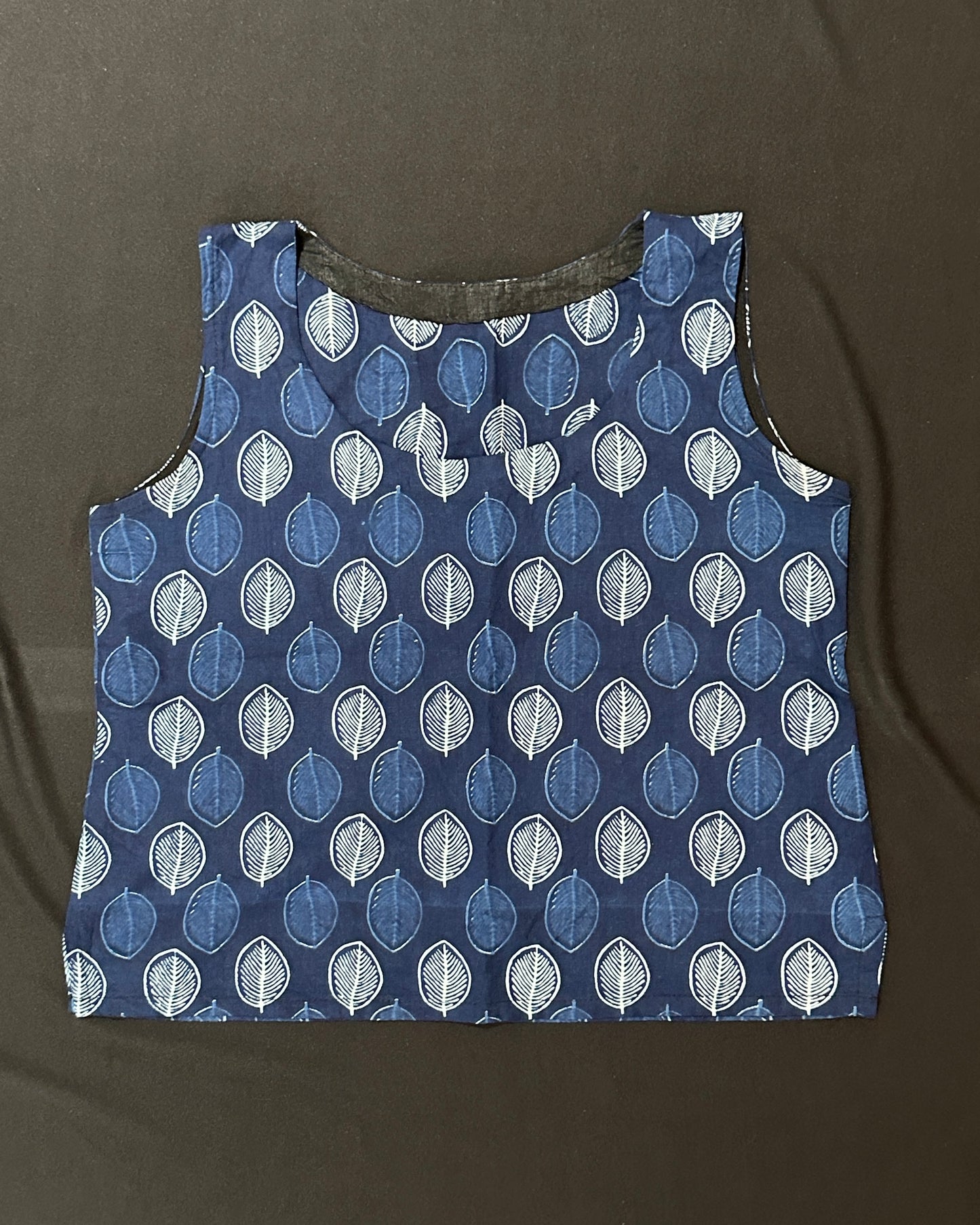Blue handblock print cotton top