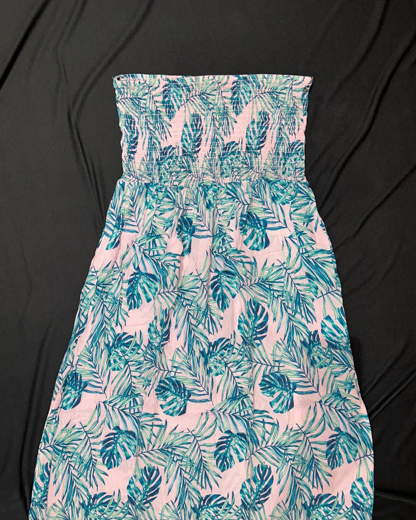 Floral print pink strapless maxi