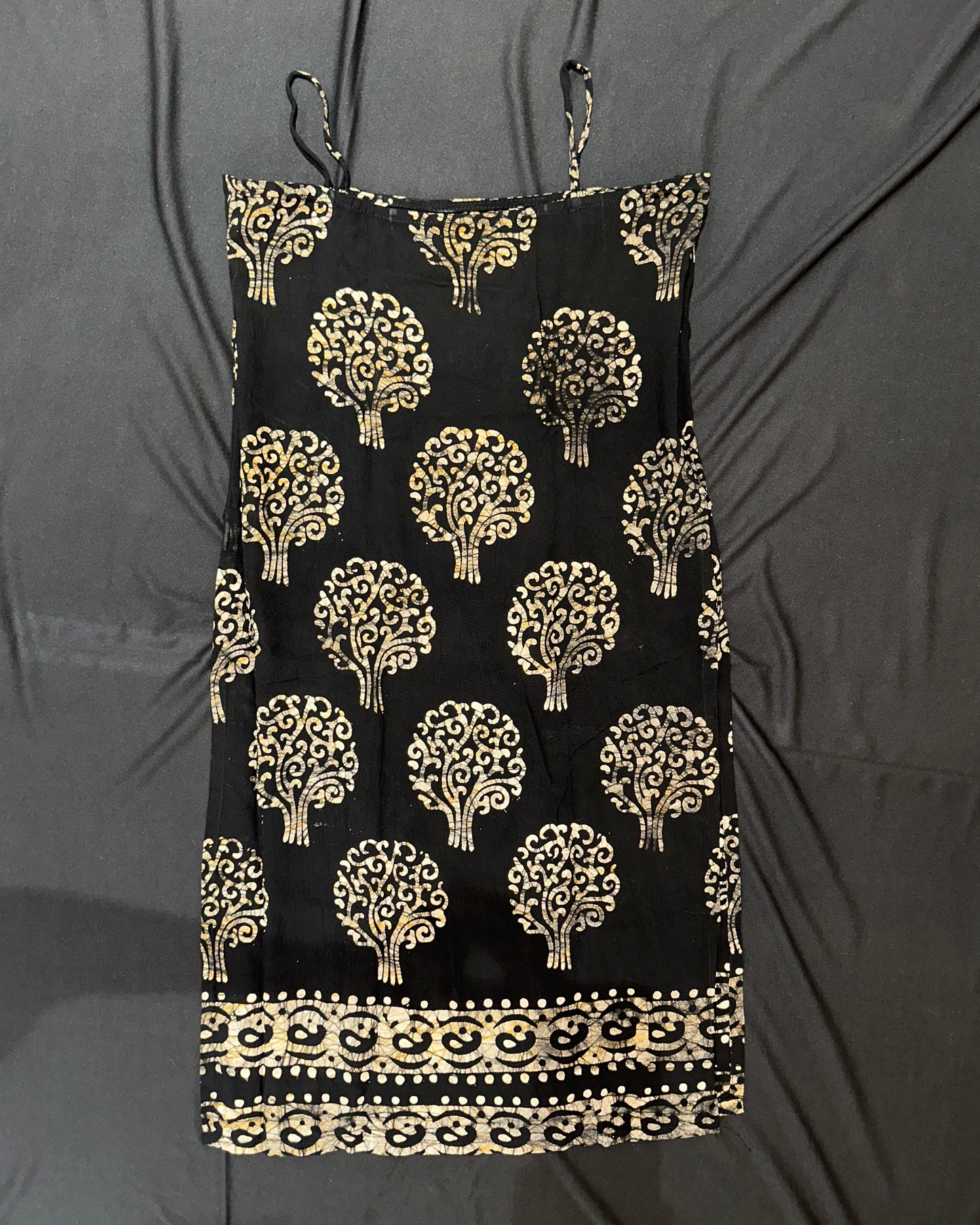 Black handblock print cotton kurti