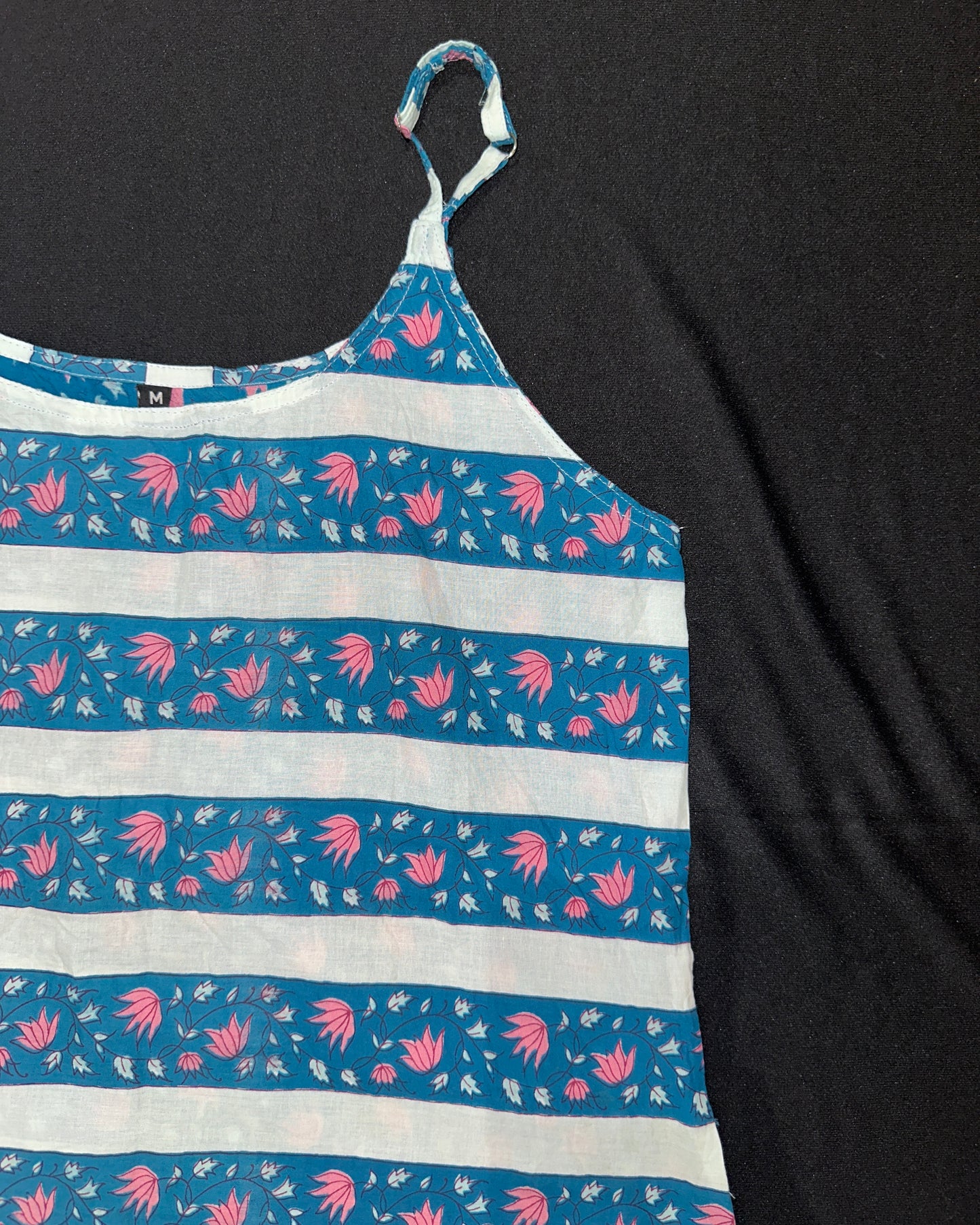 Blue and white printed cotton top