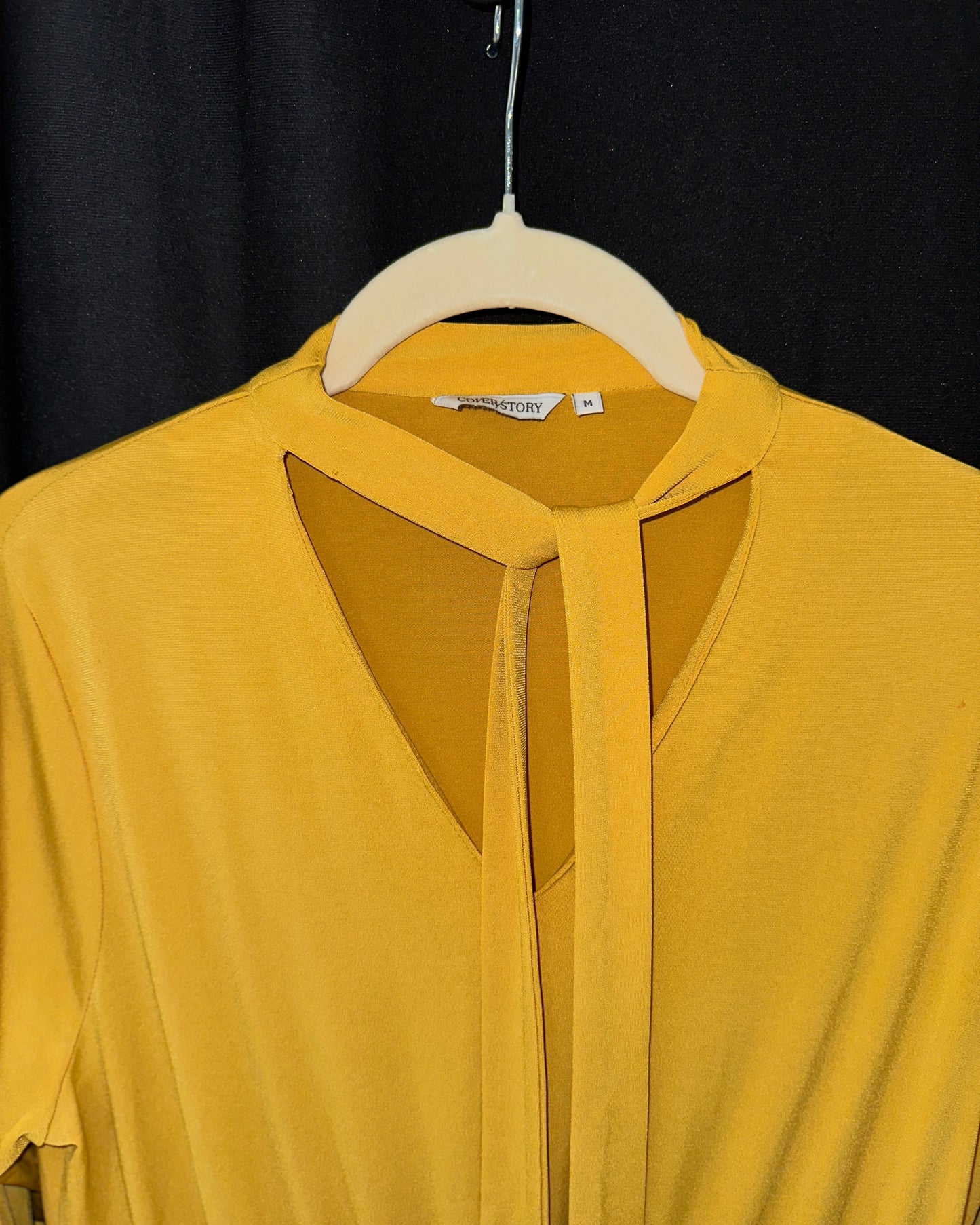 Yellow midi dress with shirring
