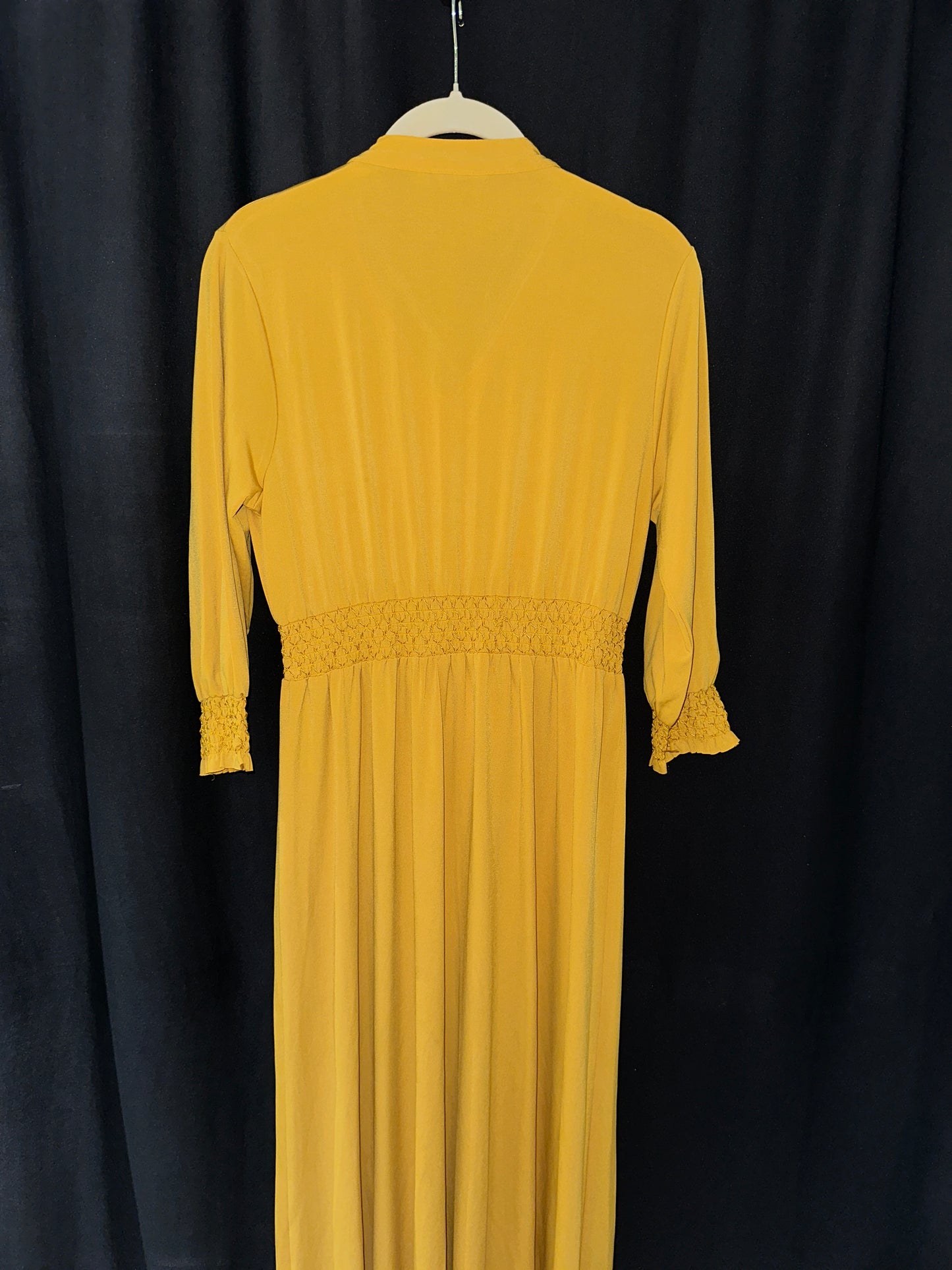Yellow midi dress with shirring