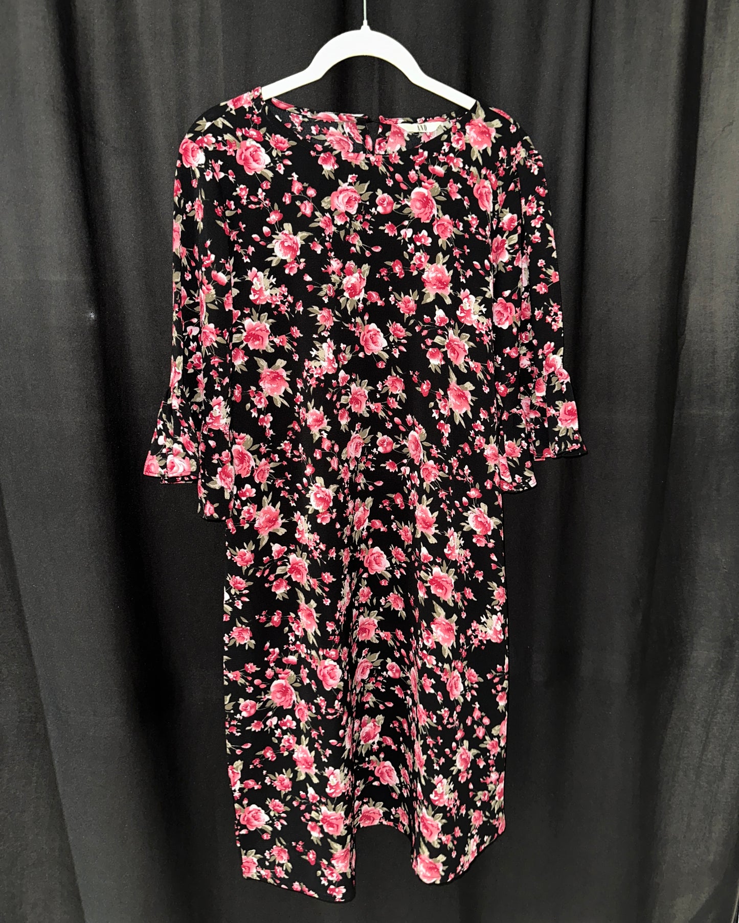 Black floral midi dress