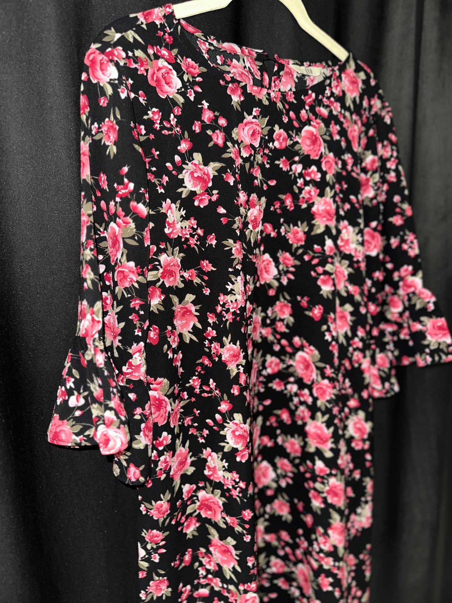 Black floral midi dress