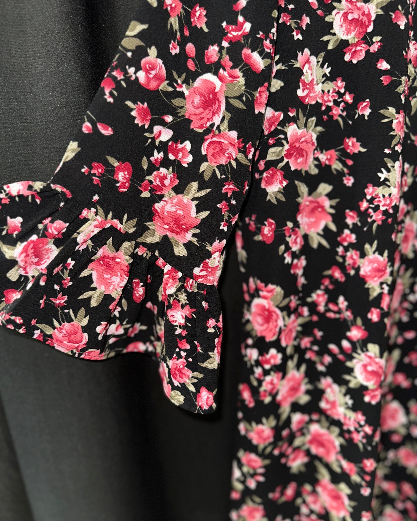 Black floral midi dress