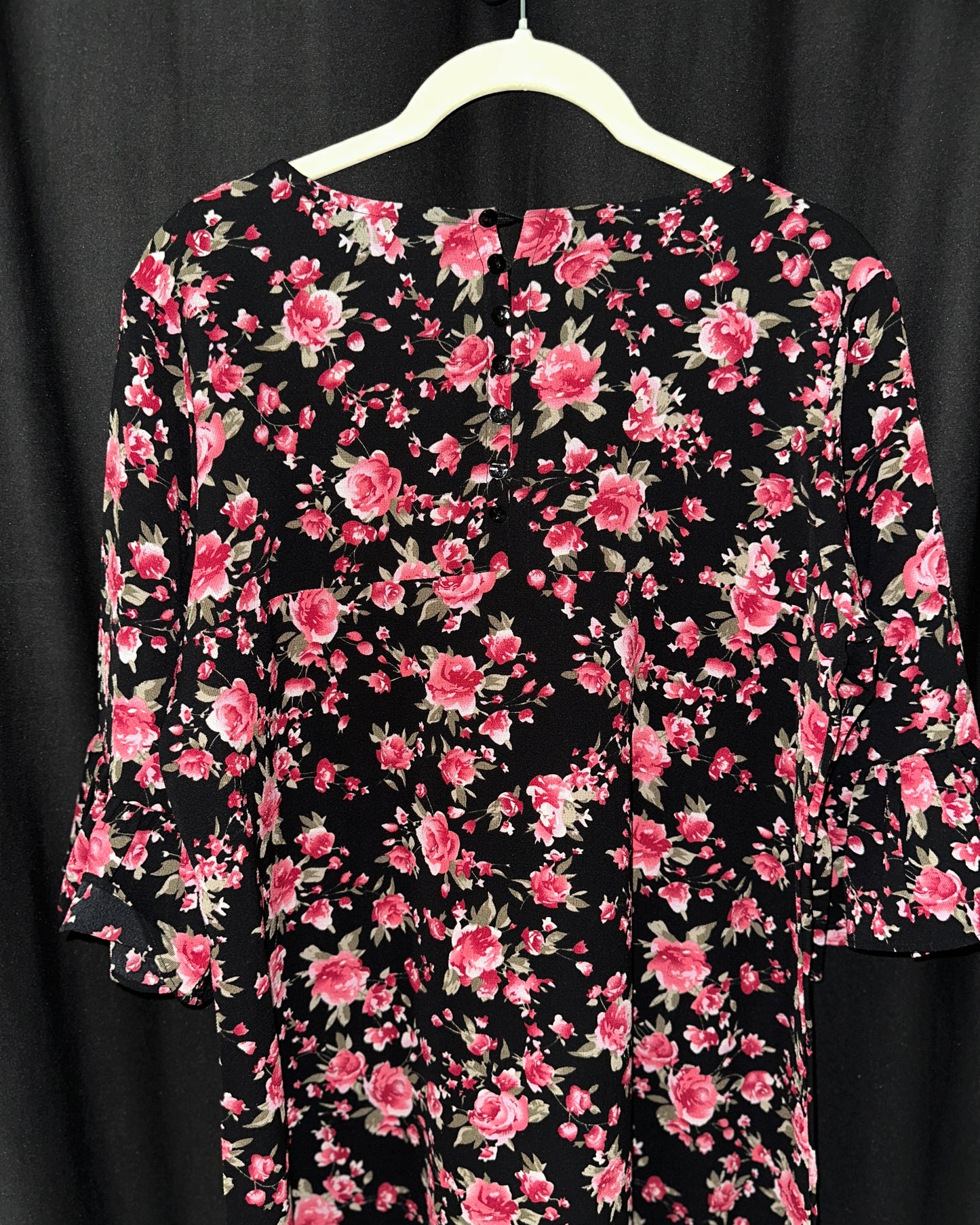 Black floral midi dress
