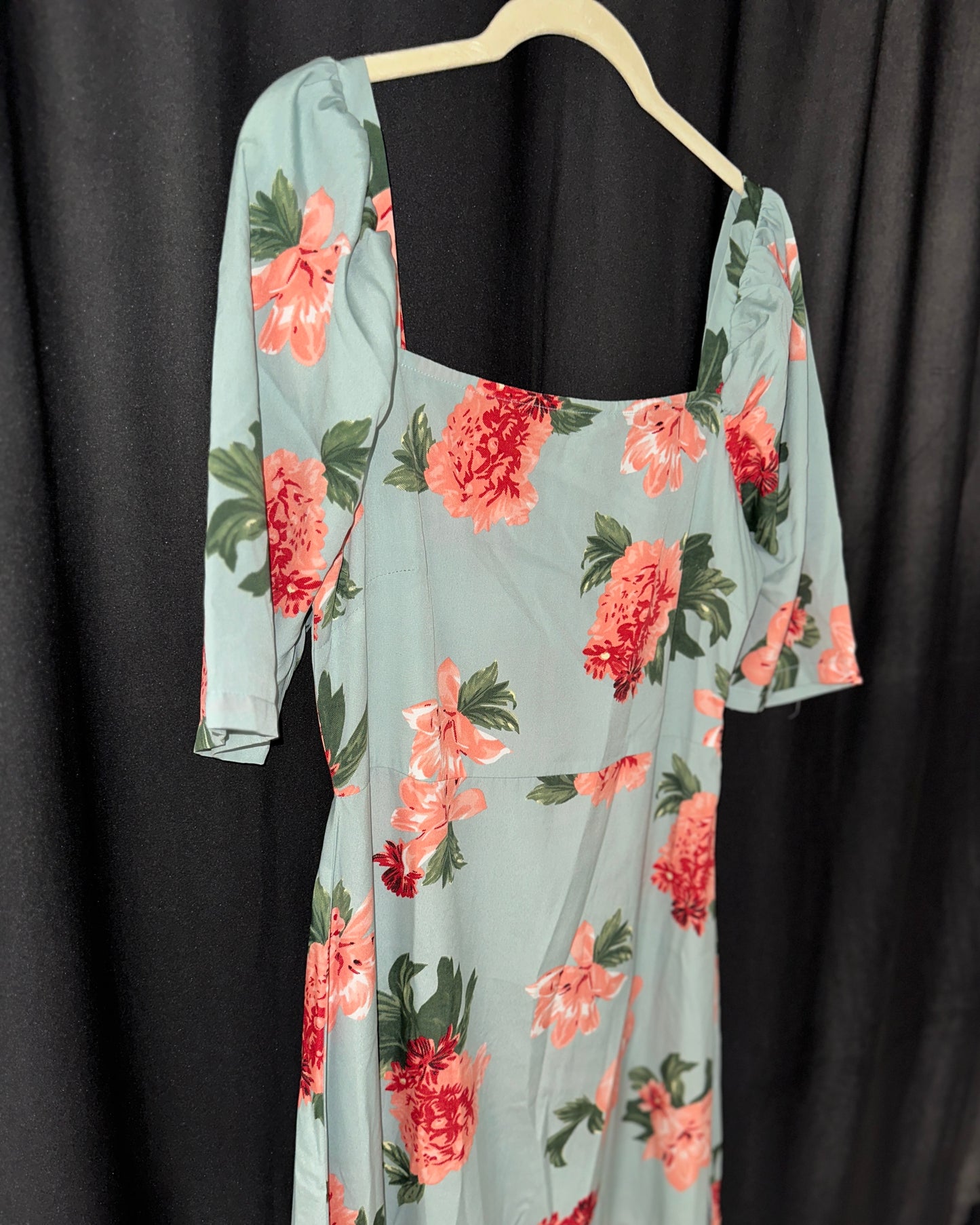 Blue floral midi dress