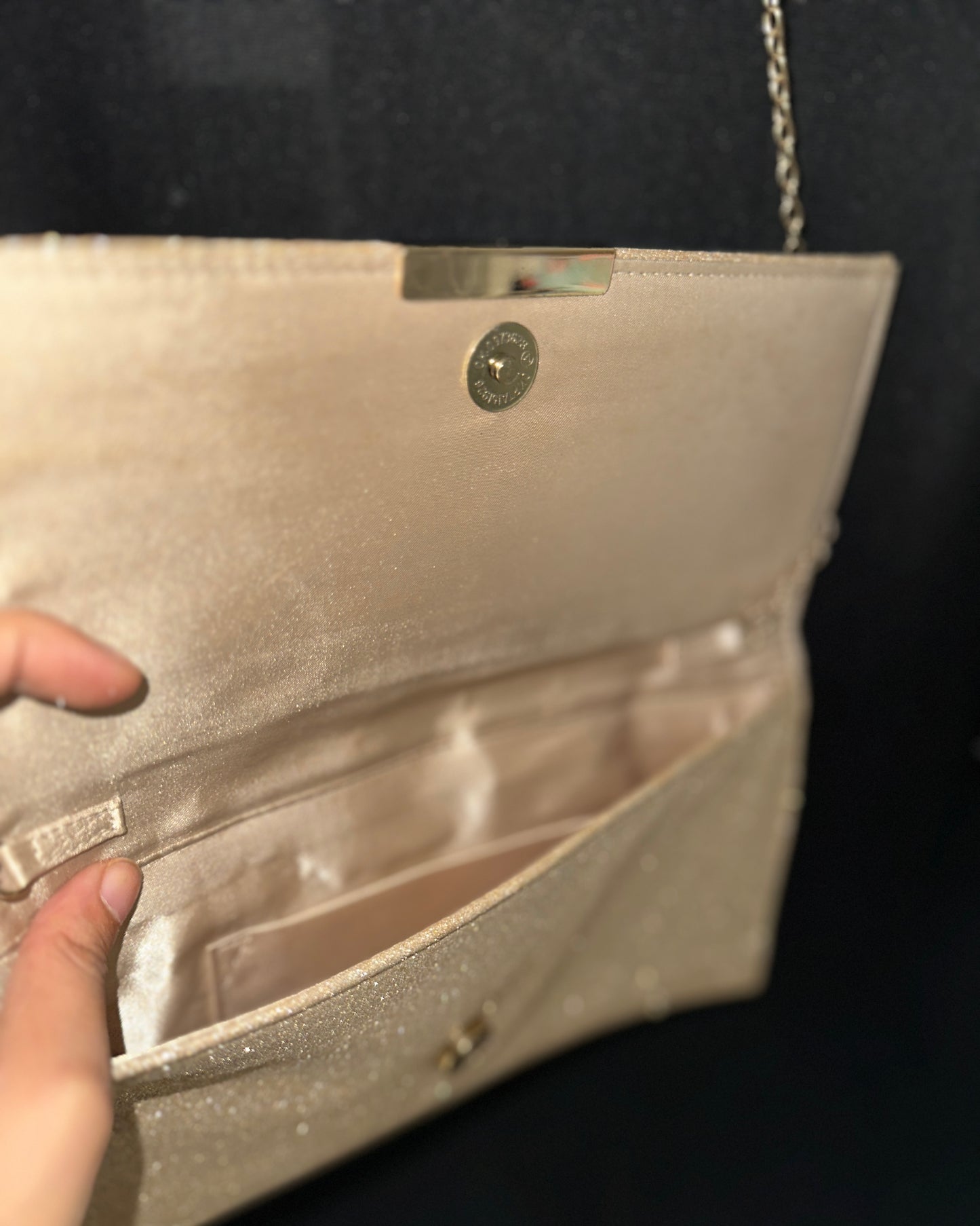 Gold-toned embellished clutch