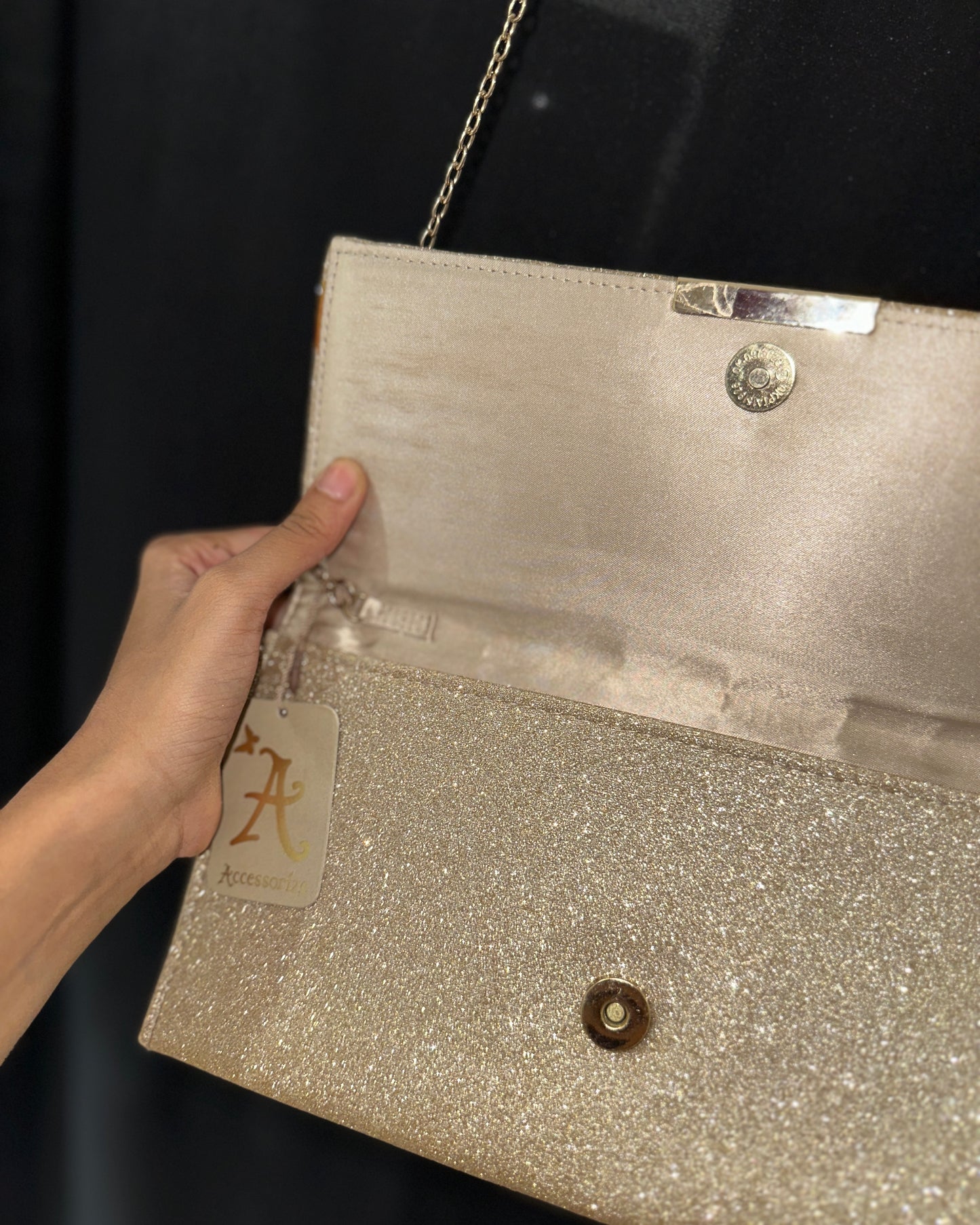 Gold-toned embellished clutch