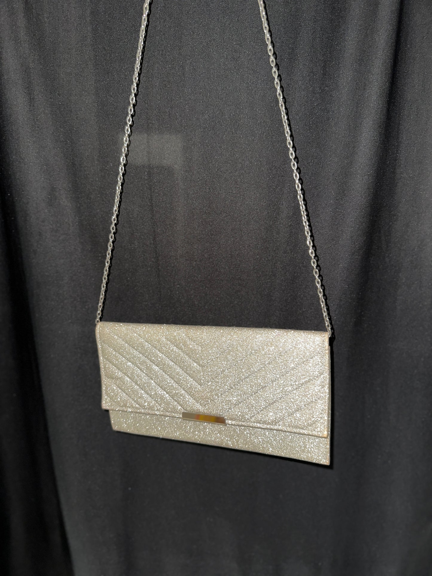 Silver-toned embellished clutch