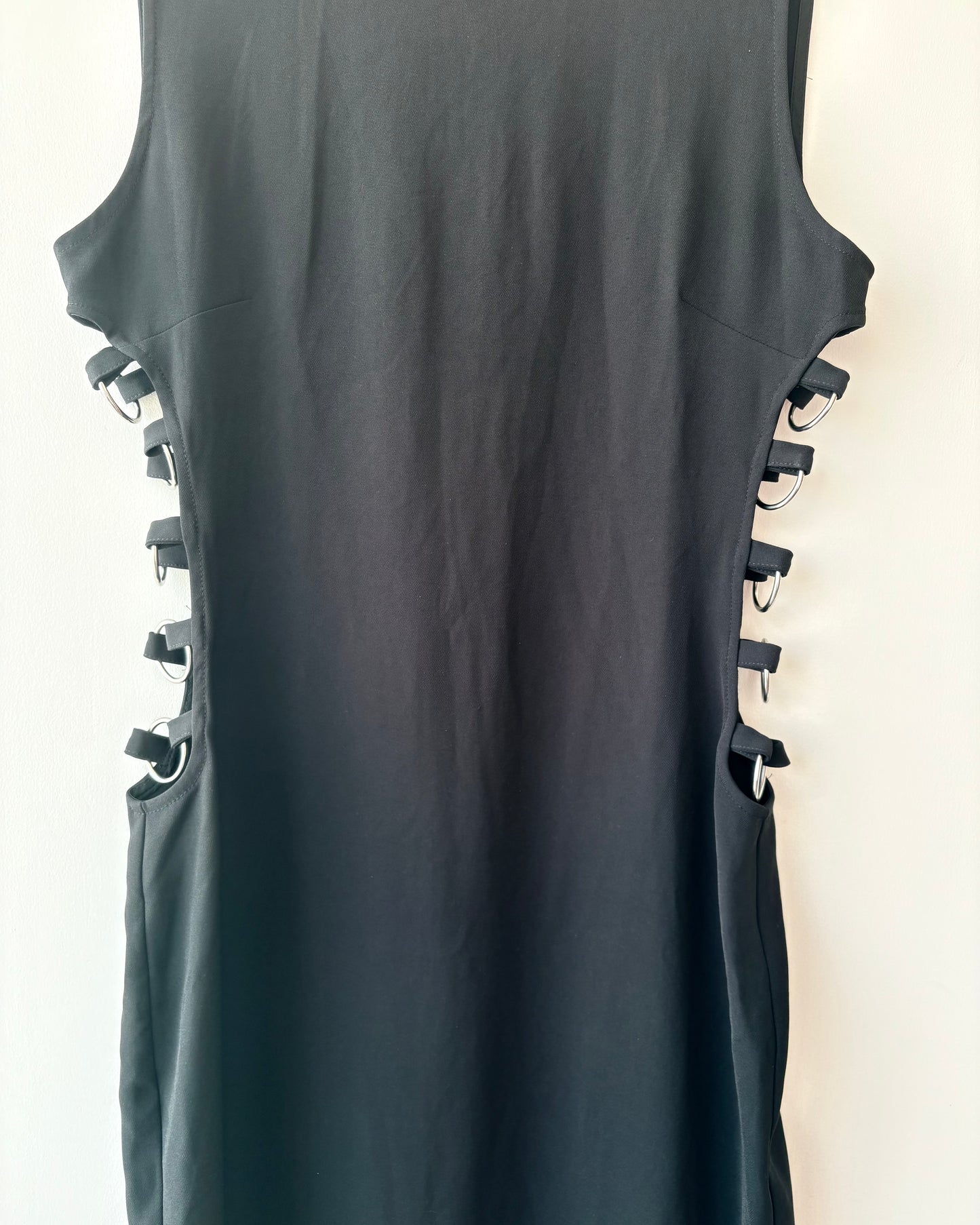 Black maxi dress with metal ringlets