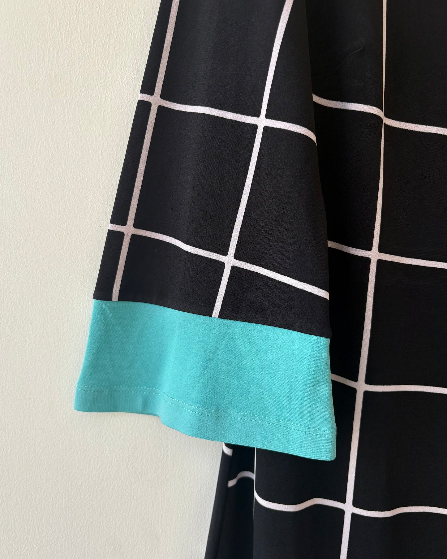 Black and blue checks midi dress