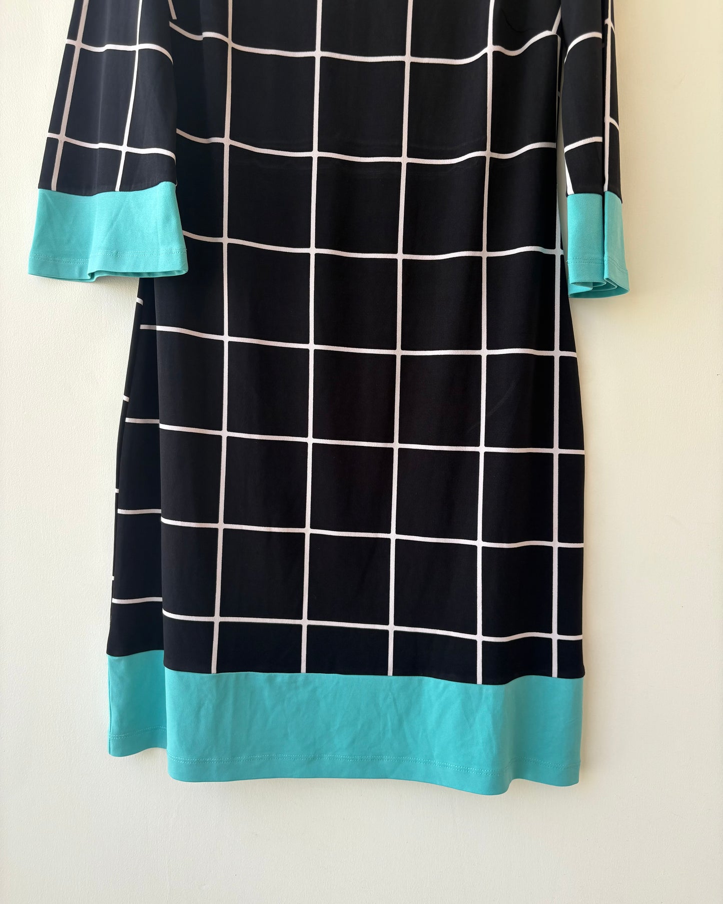 Black and blue checks midi dress