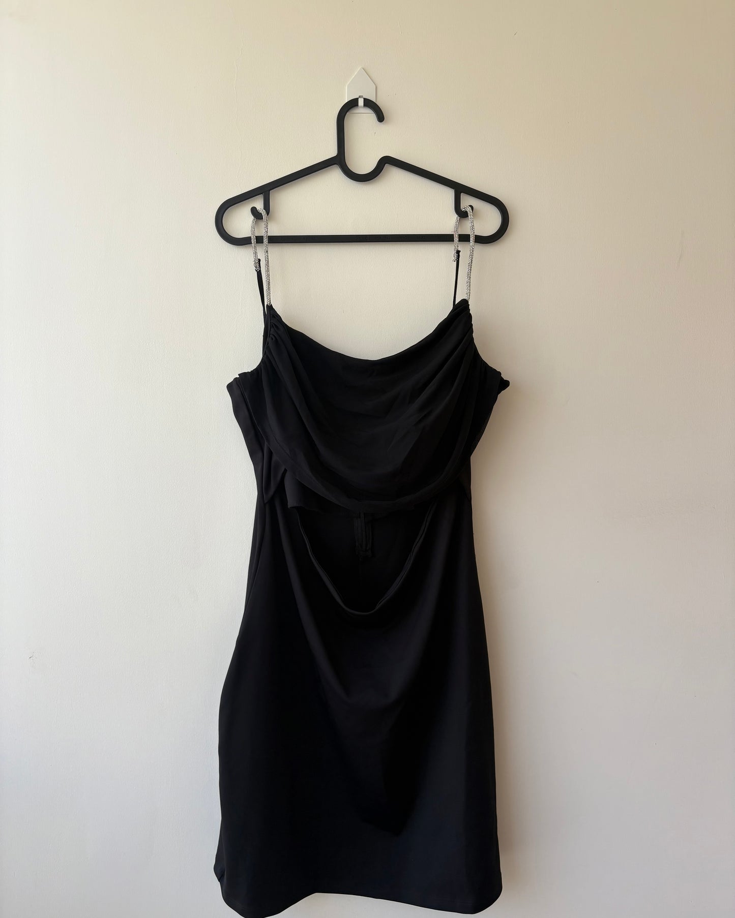 Black midi party dress with waist cutout