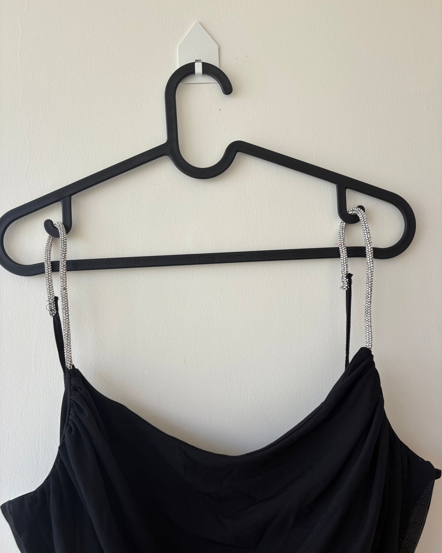 Black midi party dress with waist cutout