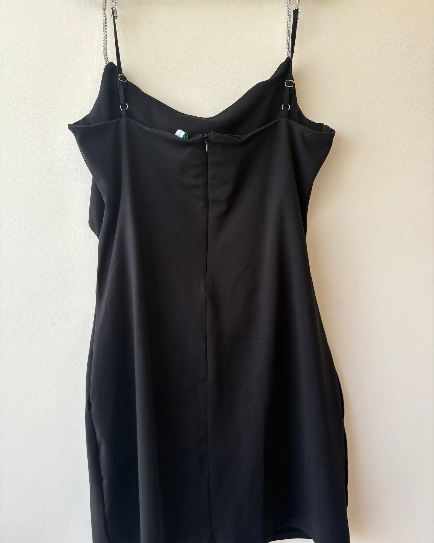 Black midi party dress with waist cutout