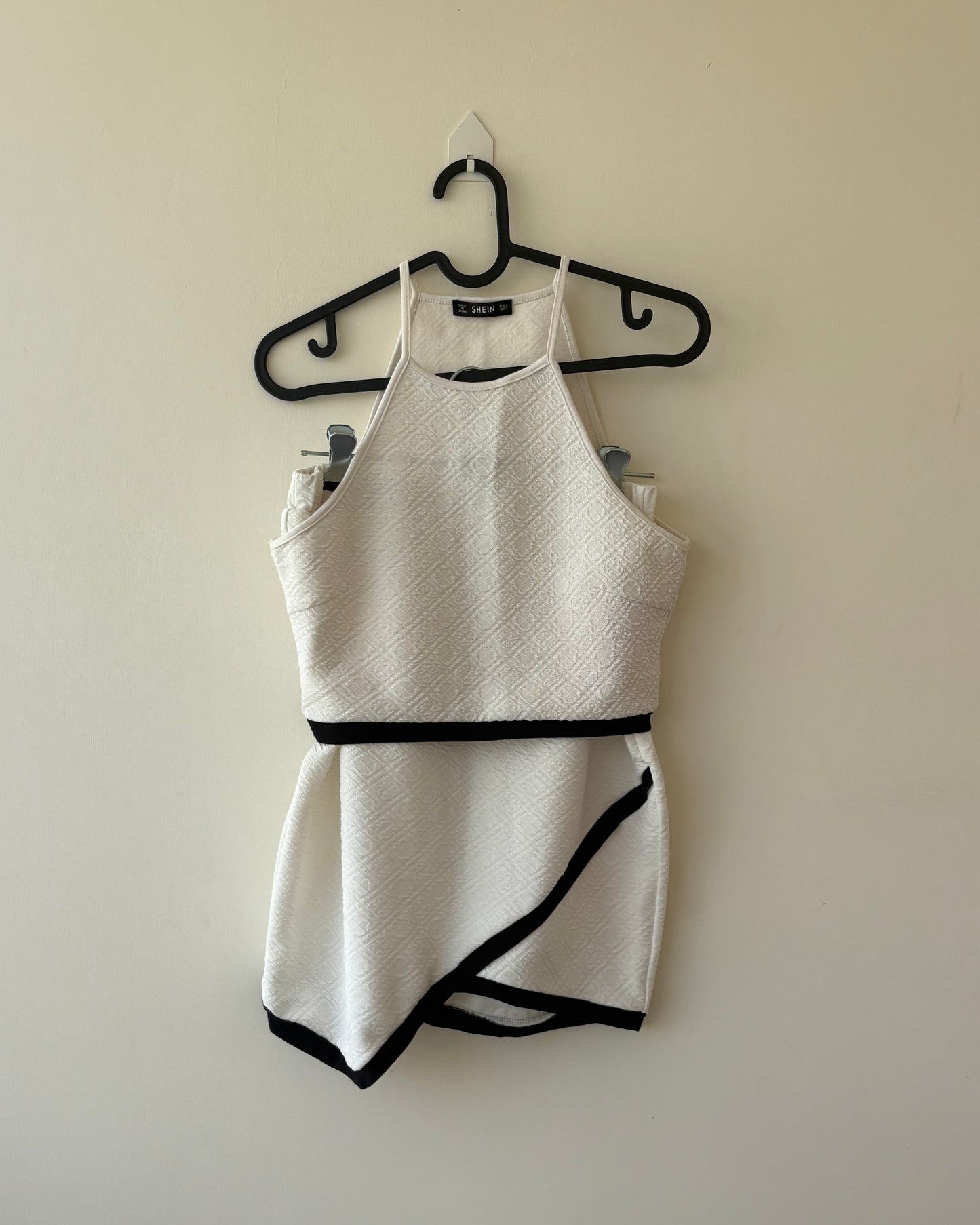 Black and white mini skirt co-ord set